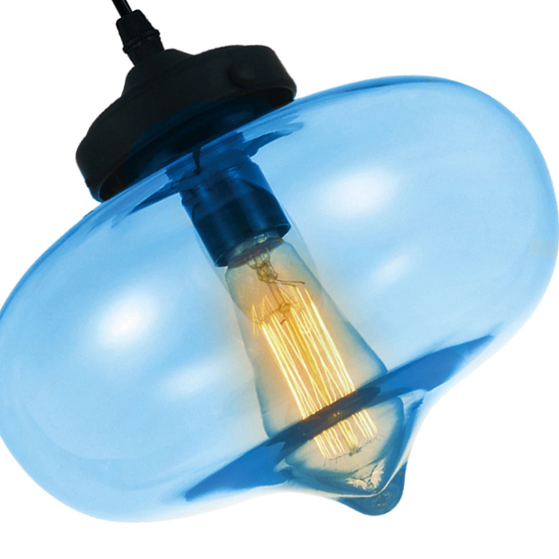 Glass 1 Light Down Blue Pendant Light