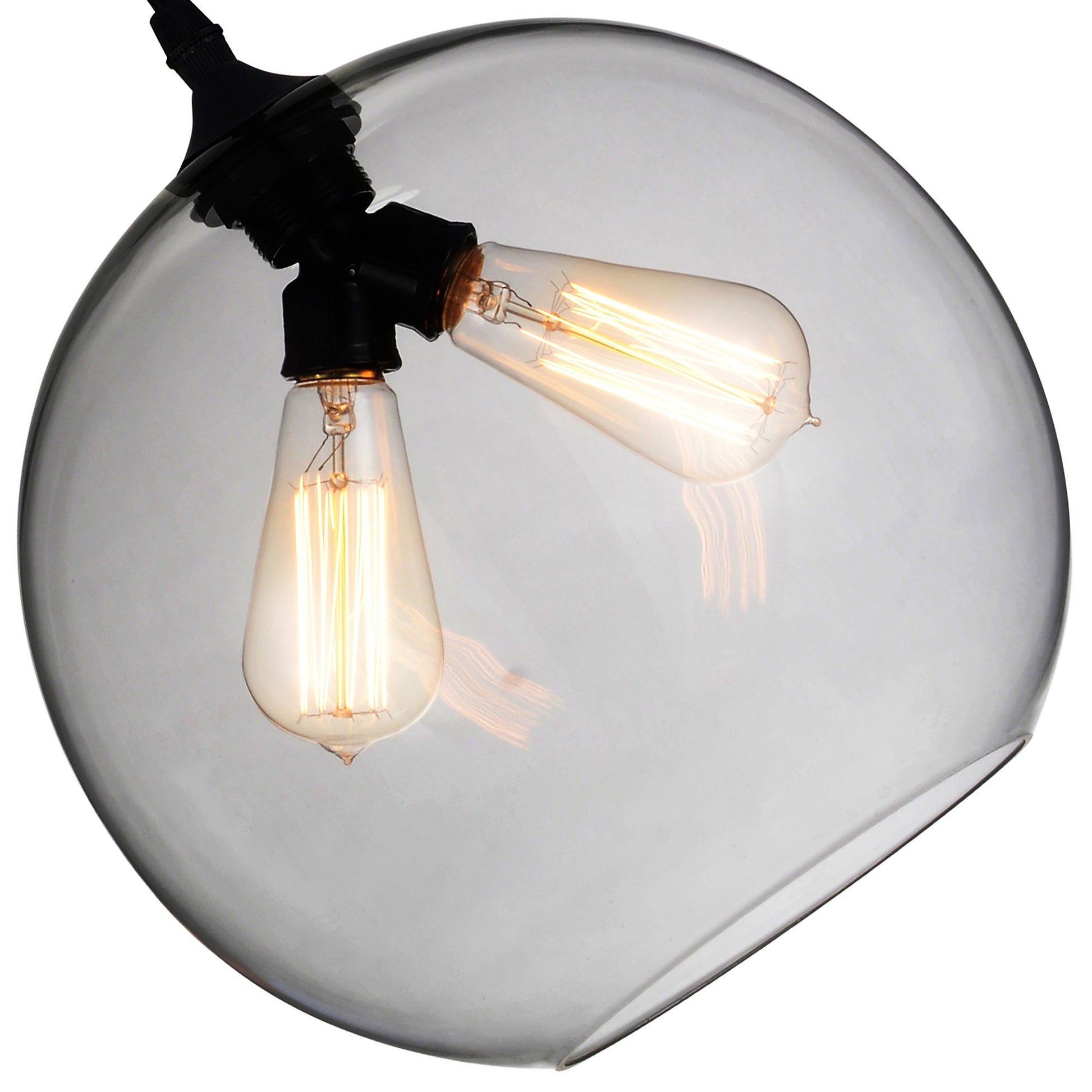 Glass 2 Light 12in Smoke Pendant Light