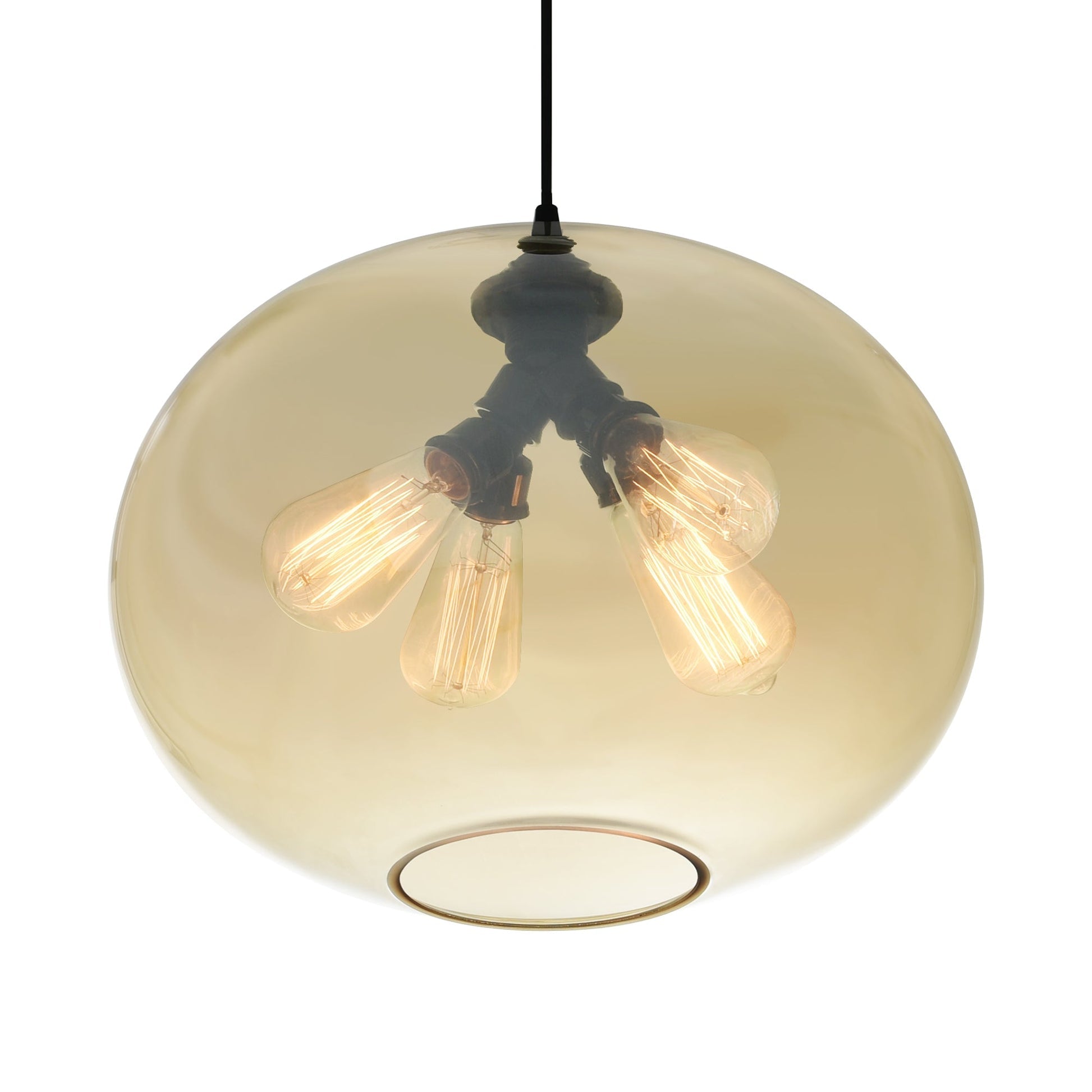 Glass 4 Light 16in Amber Glass Pendant