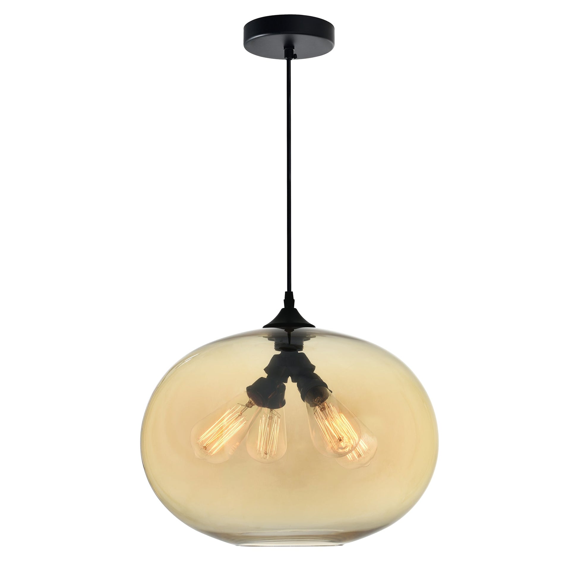 Glass 4 Light 16in Amber Glass Pendant
