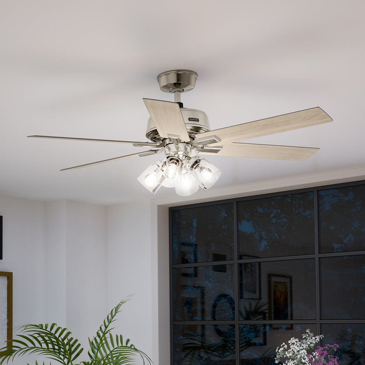 52 inch Fonthill ENERGY STAR® HunterExpress Brushed Nickel Ceiling Fan with LED Light Kit and Handheld Remote