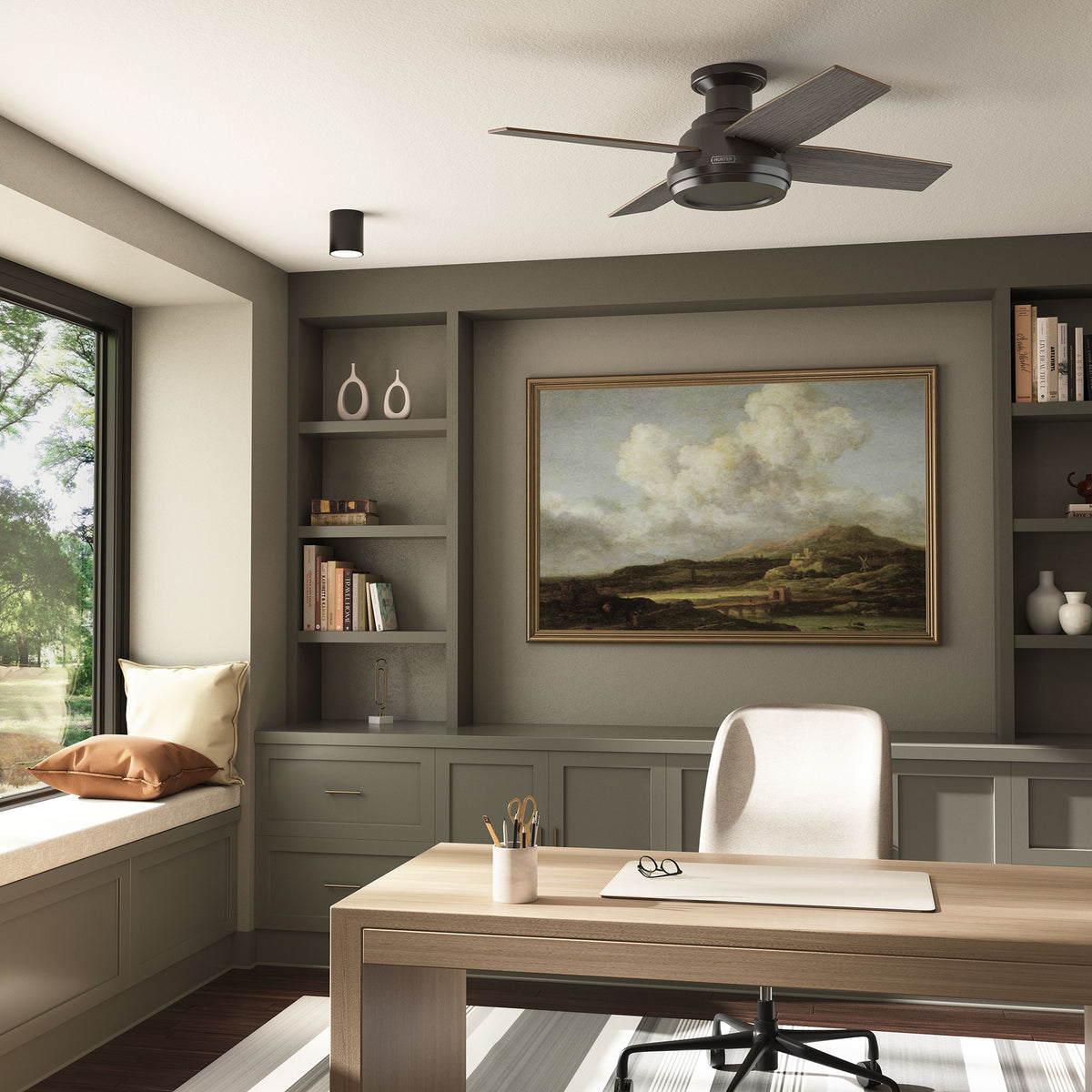44 inch Dempsey Noble Bronze Low Profile Ceiling Fan and Handheld Remote