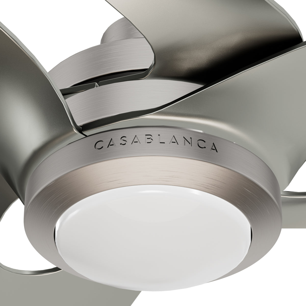 Casablanca 60 inch Inez ENERGY STAR® Brushed Nickel Damp Rated LED Ceiling Fan with Wall Control and Handheld Remote