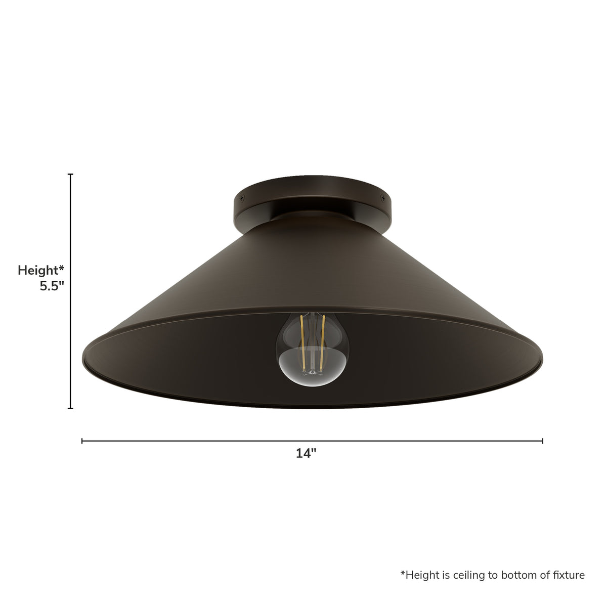 Skyflow 14-inch 1-light Matte Bronze Outdoor Flush Mount Ceiling Light with Metal Shade