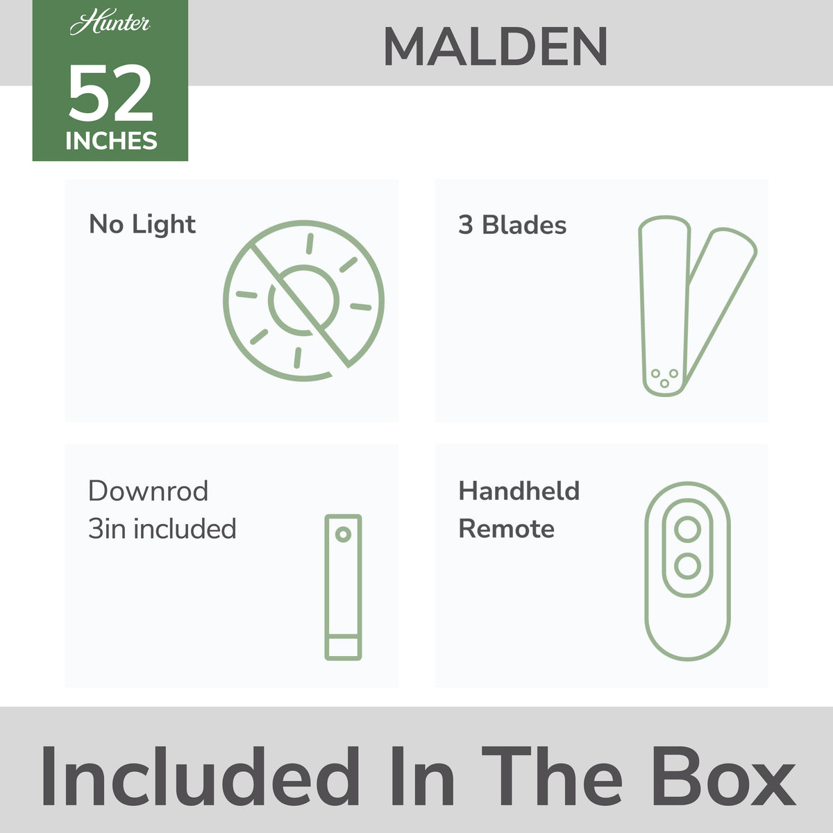 52 inch Malden Matte White Ceiling Fan and Handheld Remote