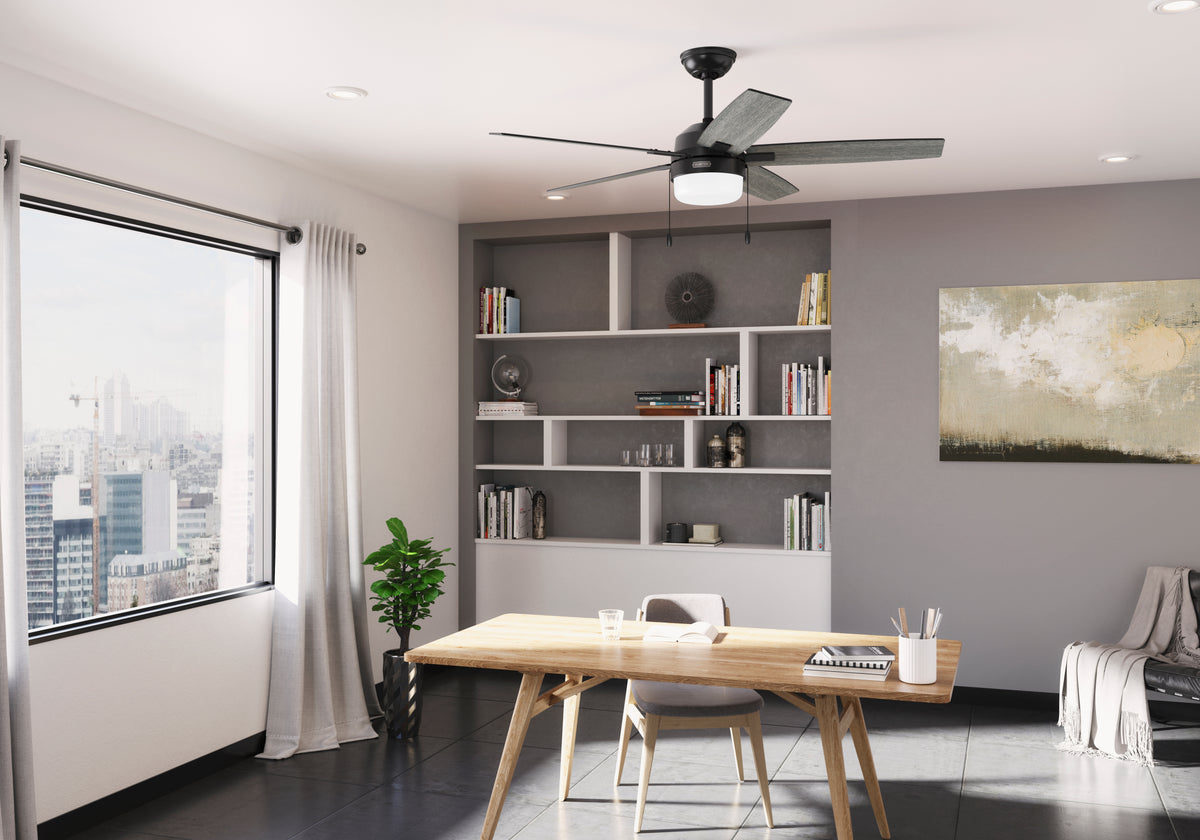 52 inch Anisten ENERGY STAR® Matte Black Ceiling Fan with LED Light Kit and Pull Chain