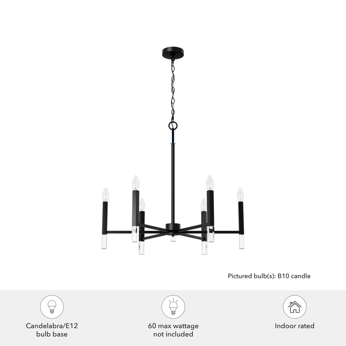 Sunjai 30-inch 6-light Matte Black Chandelier