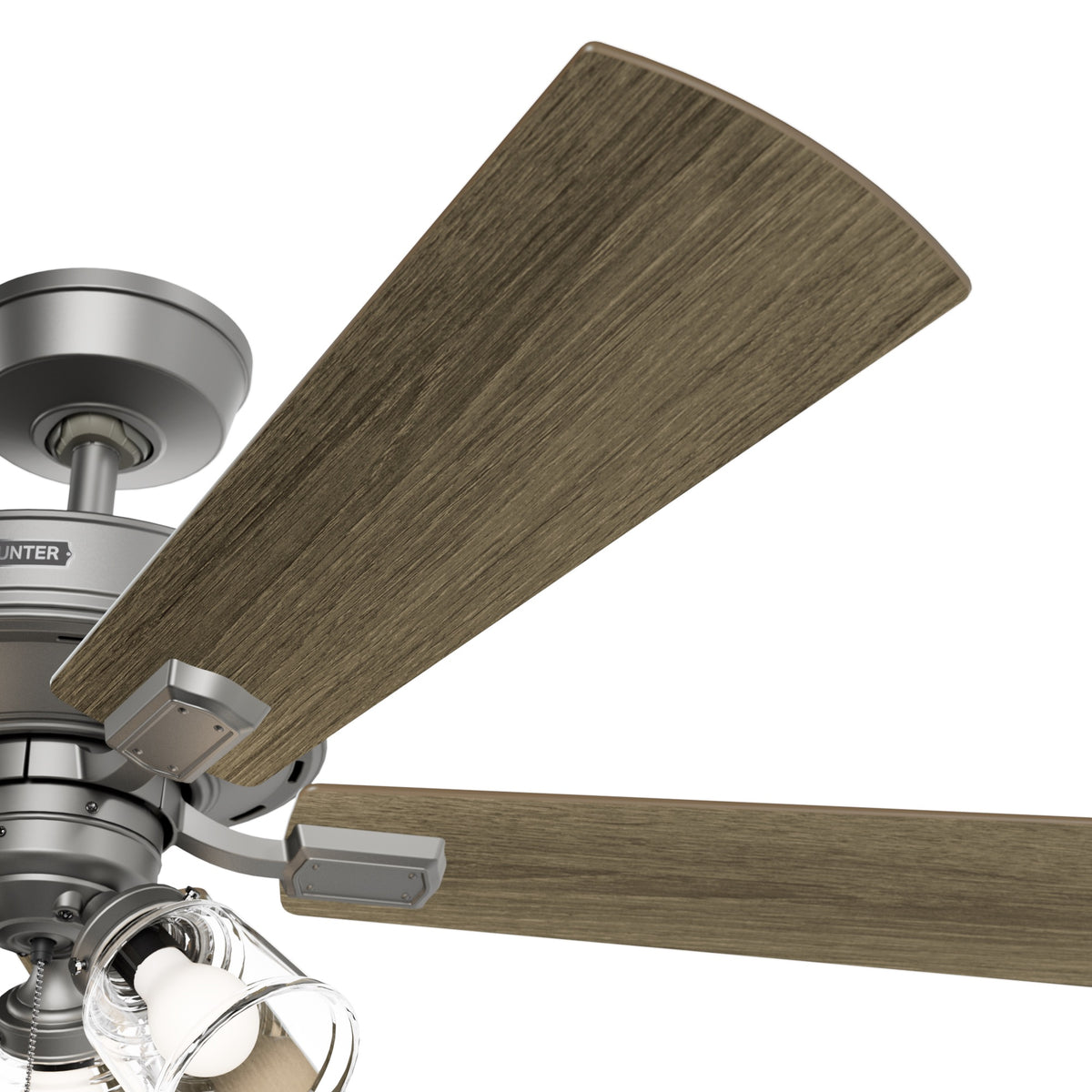 52 inch Crestfield HunterExpress Matte Silver Ceiling Fan with LED Light Kit and Pull Chain