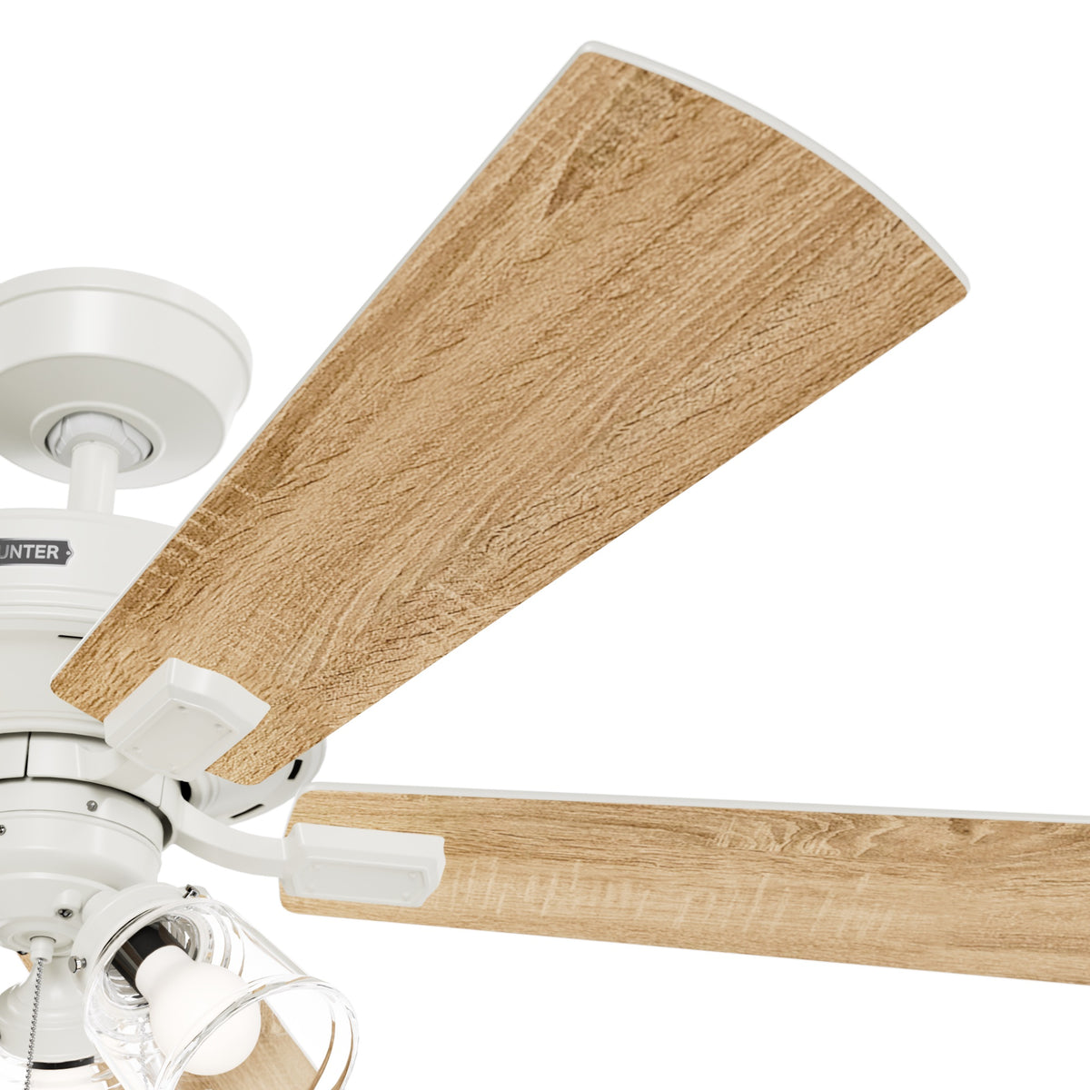 52 inch Crestfield HunterExpress Fresh White Ceiling Fan with LED Light Kit and Pull Chain