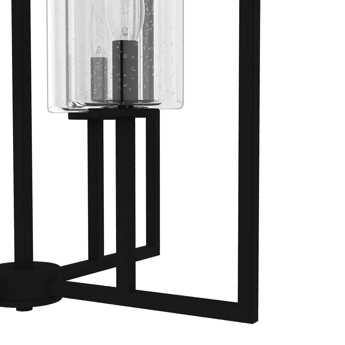 Kerrison 19-inch 4-light Natural Black Iron Lantern Pendant with Seeded Glass