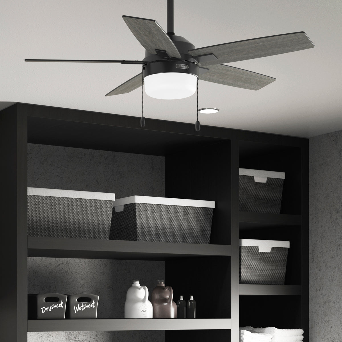 44 inch Anisten Matte Black Ceiling Fan with LED Light Kit and Pull Chain