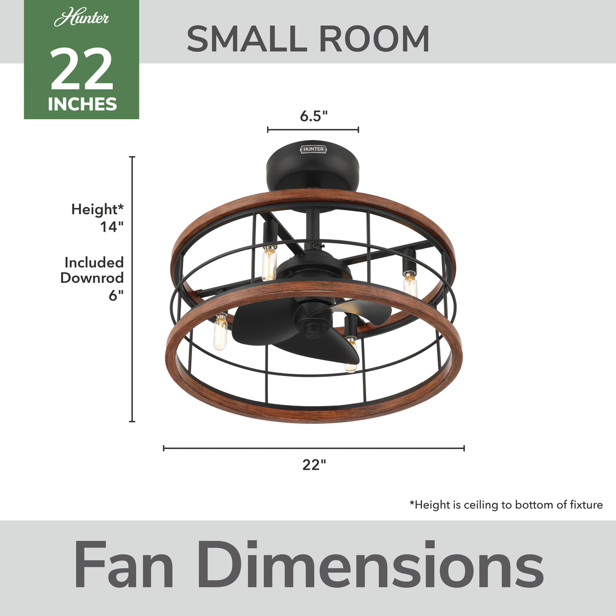 22 inch Bridgette Fandelier Matte Black Ceiling Fan with Light Kit and Handheld Remote