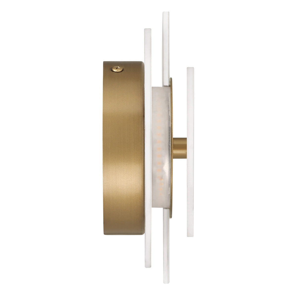 Opaline Crest 8-inch 1-light Matte White Ceramic and Luxe Gold 2500K LED Wall Sconce with Matte White Ceramic Shade
