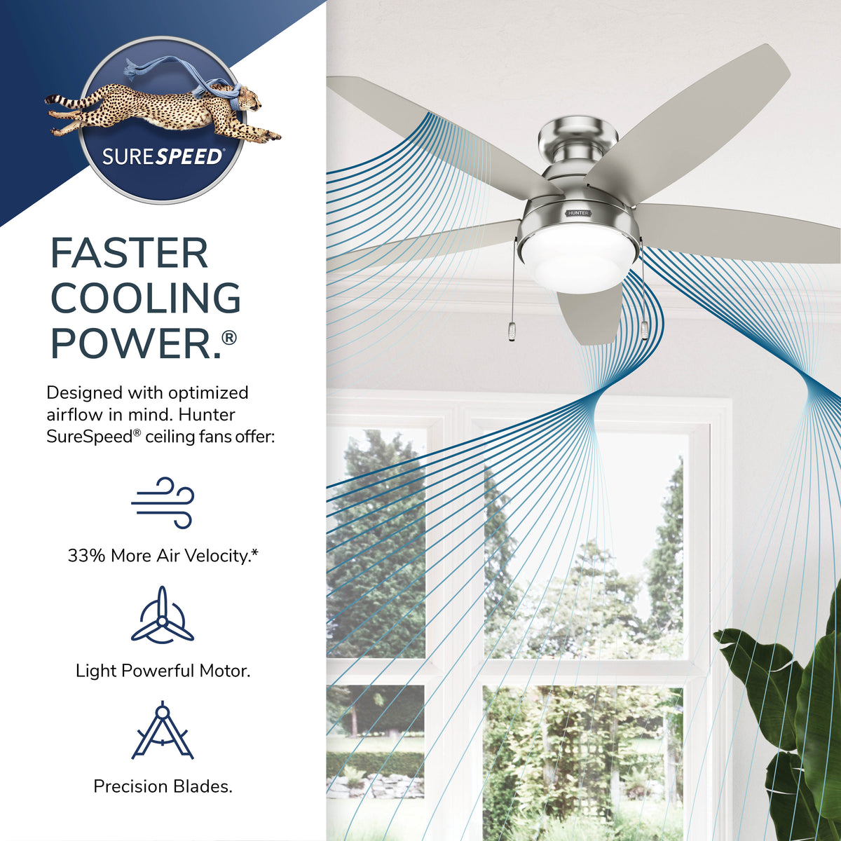 52 inch Lilliana Fresh White Low Profile Ceiling Fan with LED Light Kit and Pull Chain