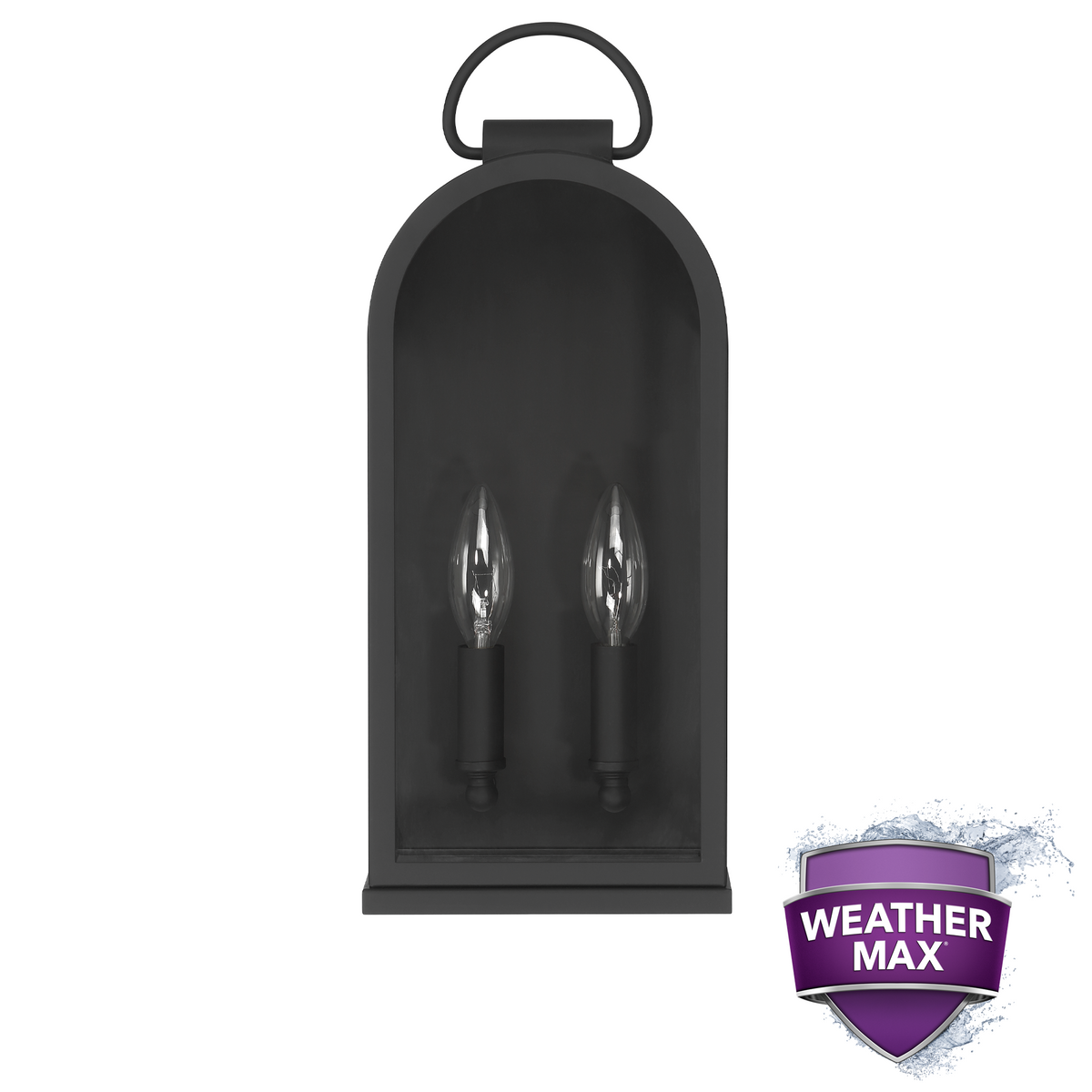 Kendra Bell 16-inch 2-light Matte Black Outdoor Wall Light with Clear Glass