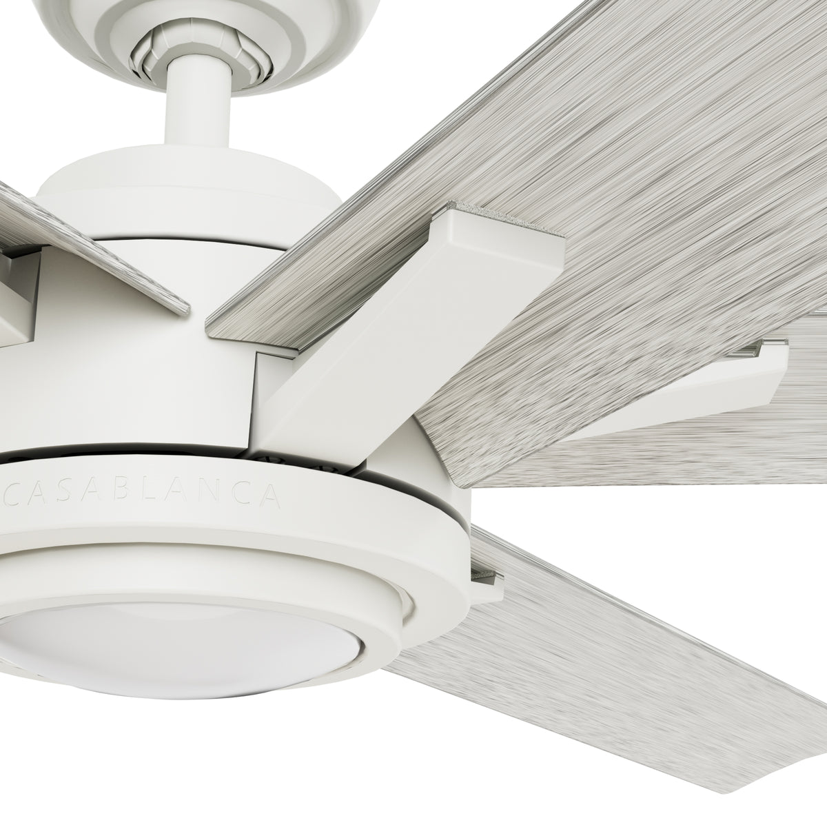 Casablanca 65 inch Melia ENERGY STAR® Fresh White Damp Rated Ceiling Fan with LED Light Kit and Wall Control and Handheld Remote