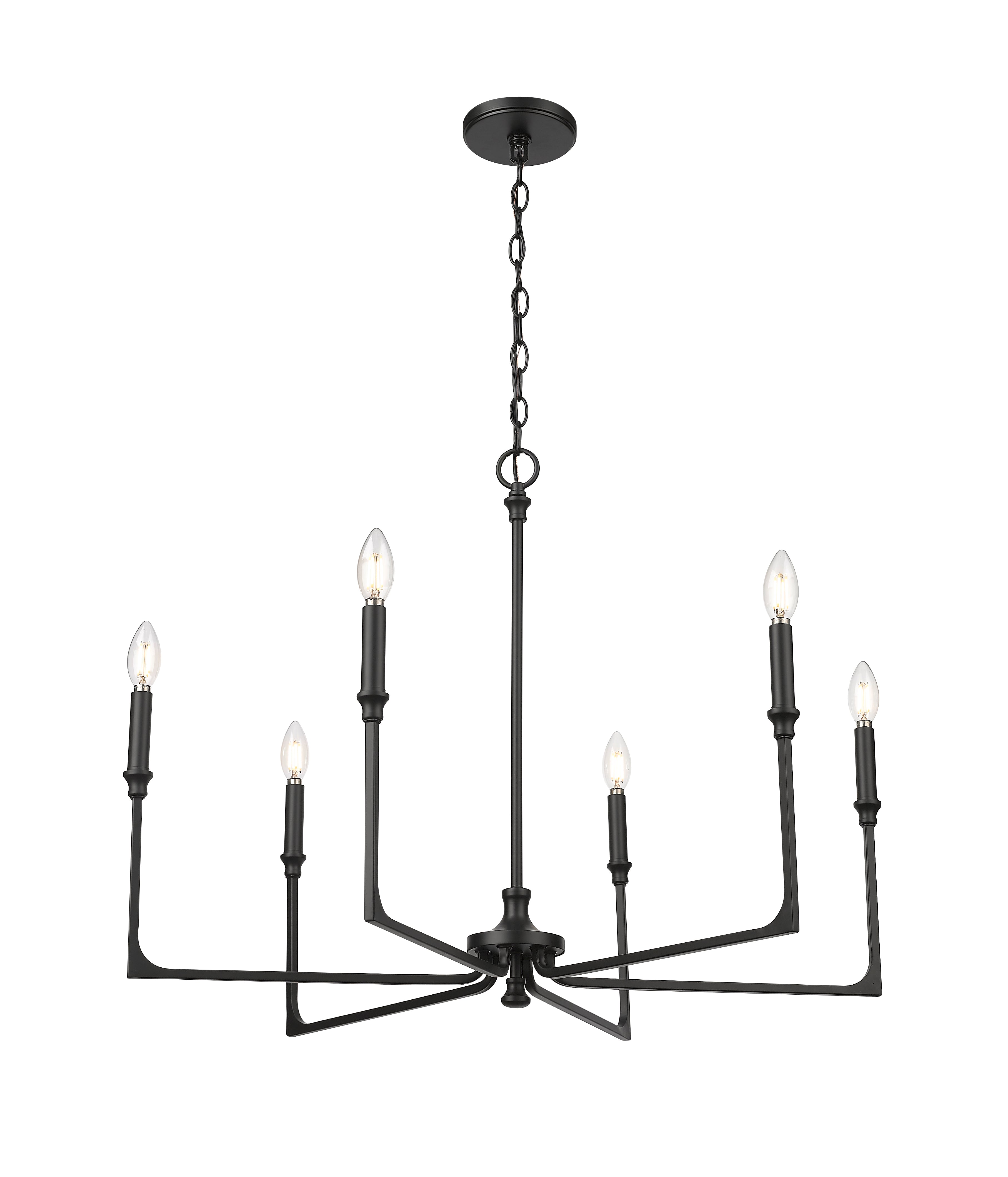 24'' Azara Matte Black 6 Light Chandelier