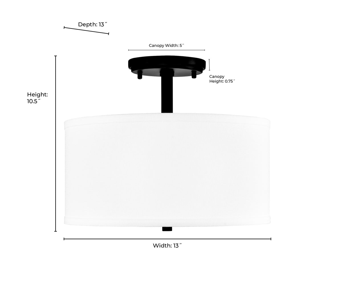 10.5'' Guyten Matte BlackWhite 2 Light Semi-Flush Mount