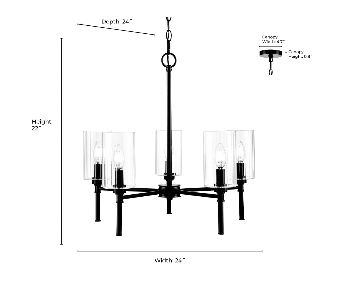 22'' Chastine Matte Black 5 Light Chandelier