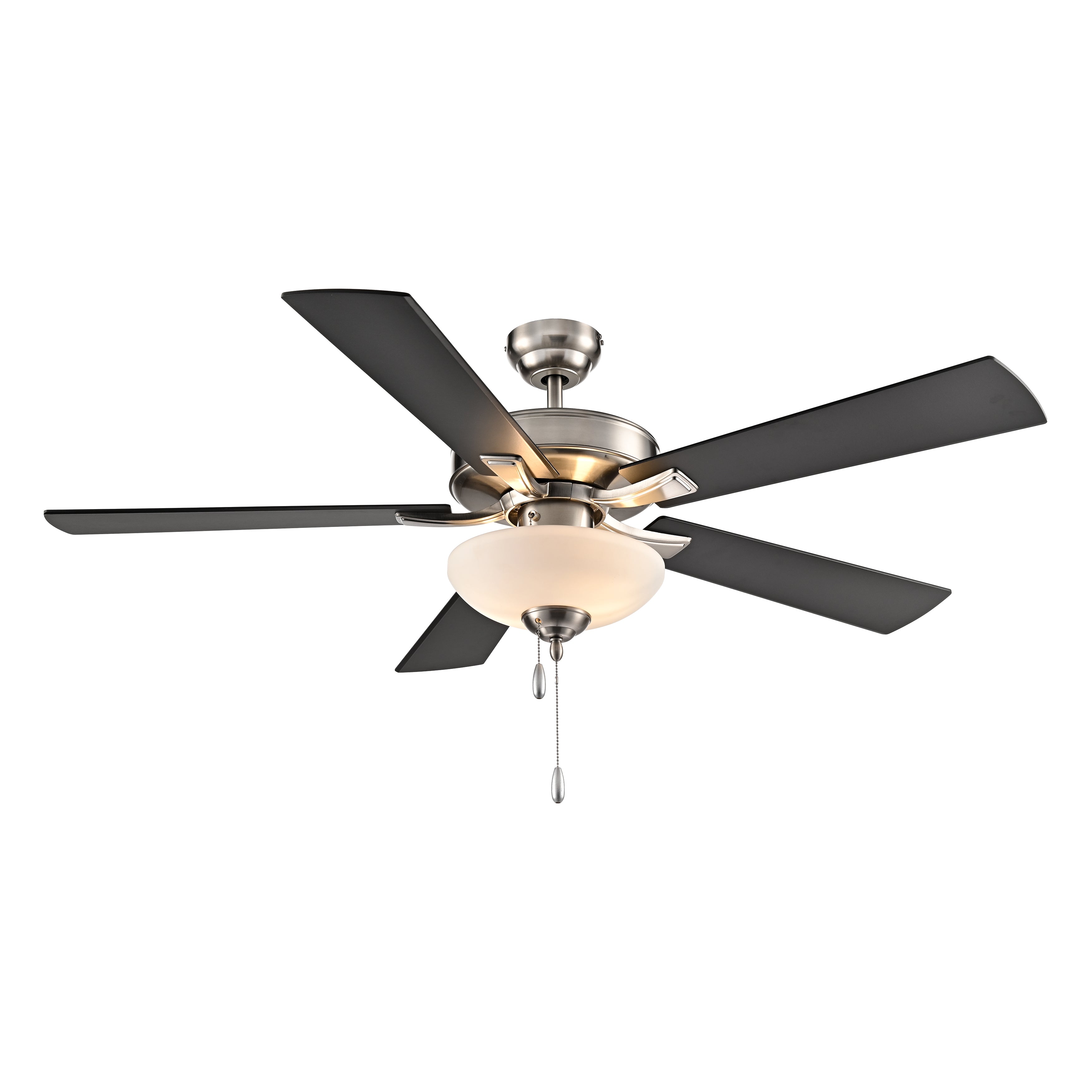 52 Inch Galeson AC Brushed Nickel Indoor Ceiling Fan 5-Blade 2 Lights Reversible
