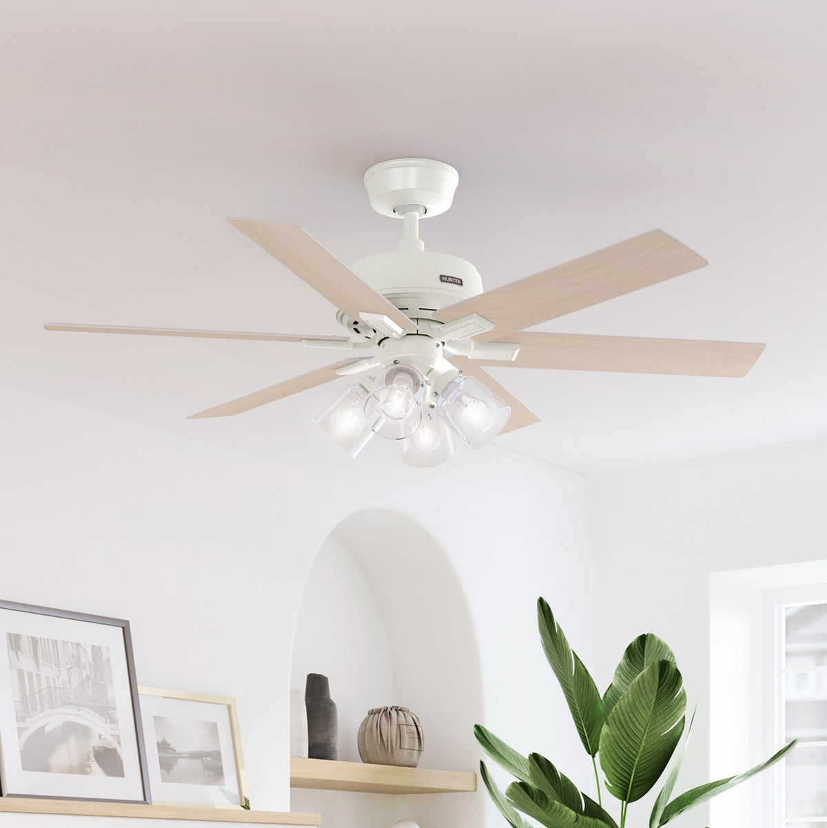 52 inch Fonthill ENERGY STAR® HunterExpress Fresh White Ceiling Fan with LED Light Kit and Handheld Remote