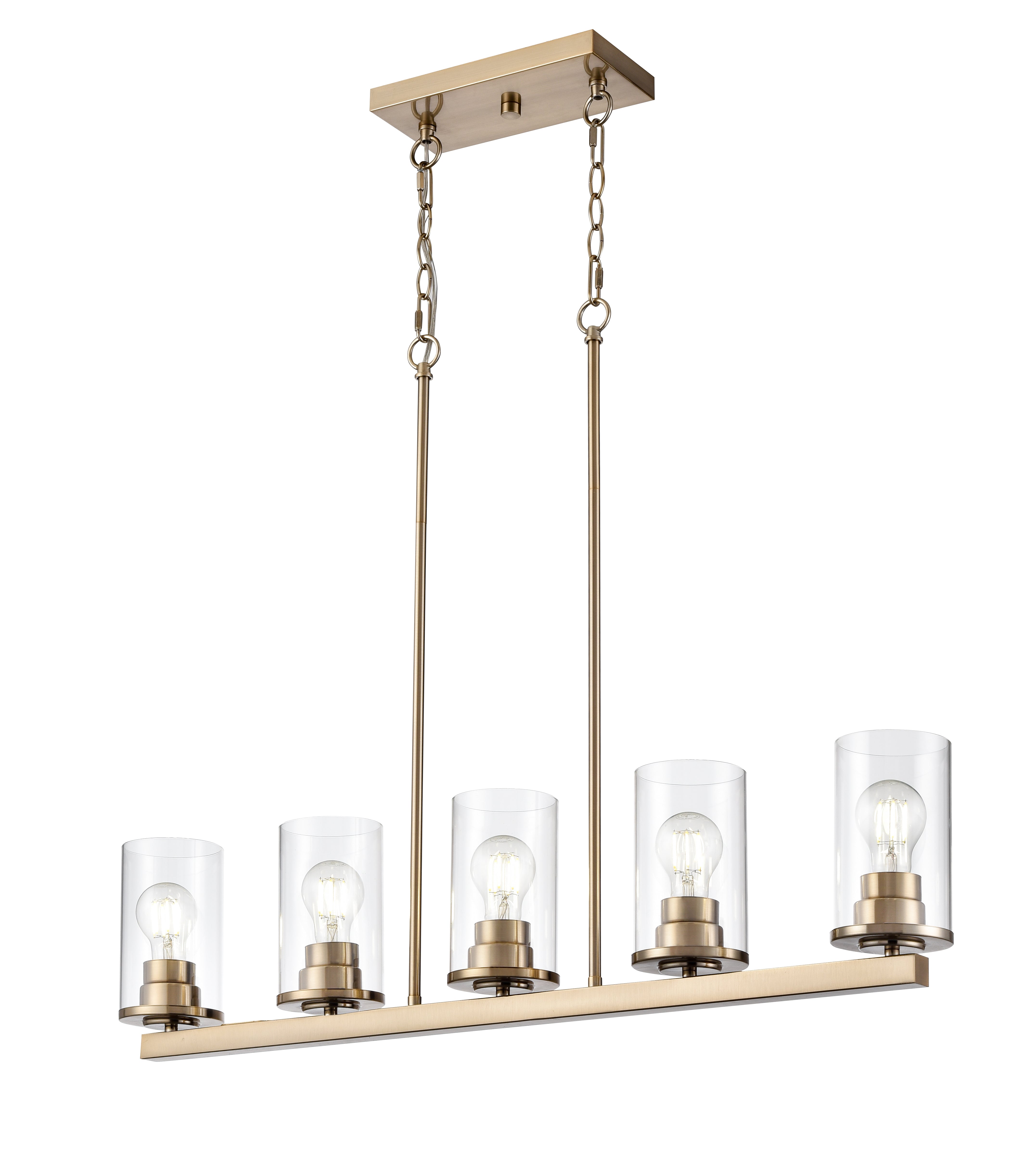 40-inch Verlana Modern Gold 5-Light Clear Glass Linear Chandelier