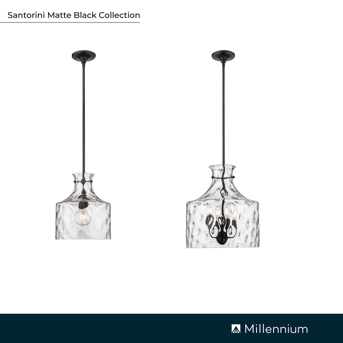 13'' Santorini Matte Black 1 Light Pendant