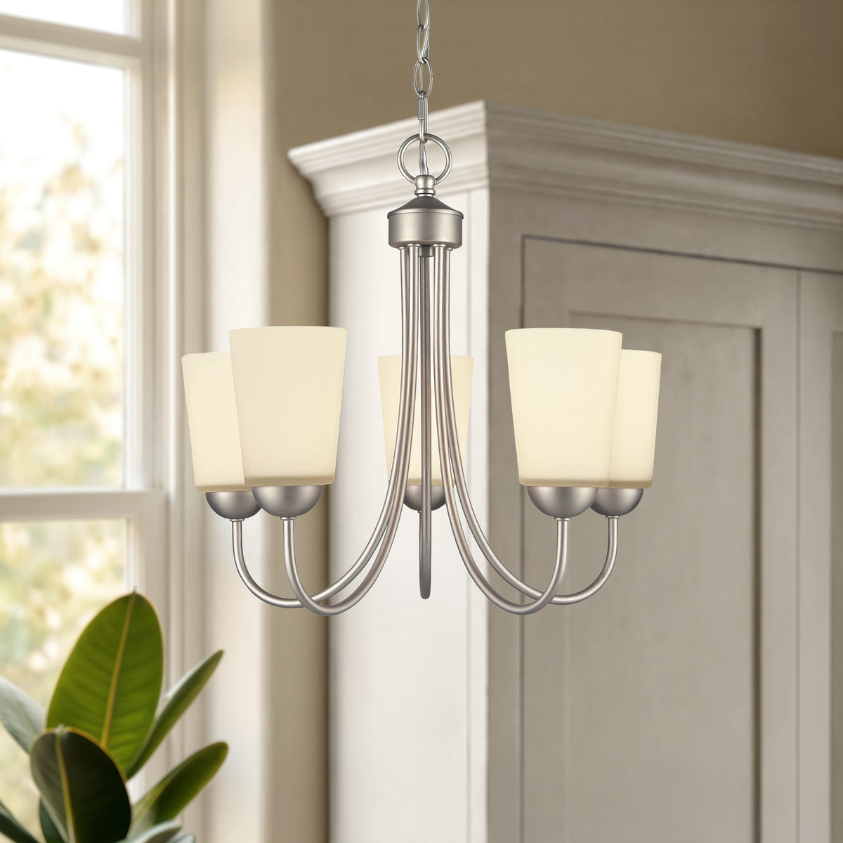 17'' Ivey Lake Satin Nickel 5 Light Chandelier