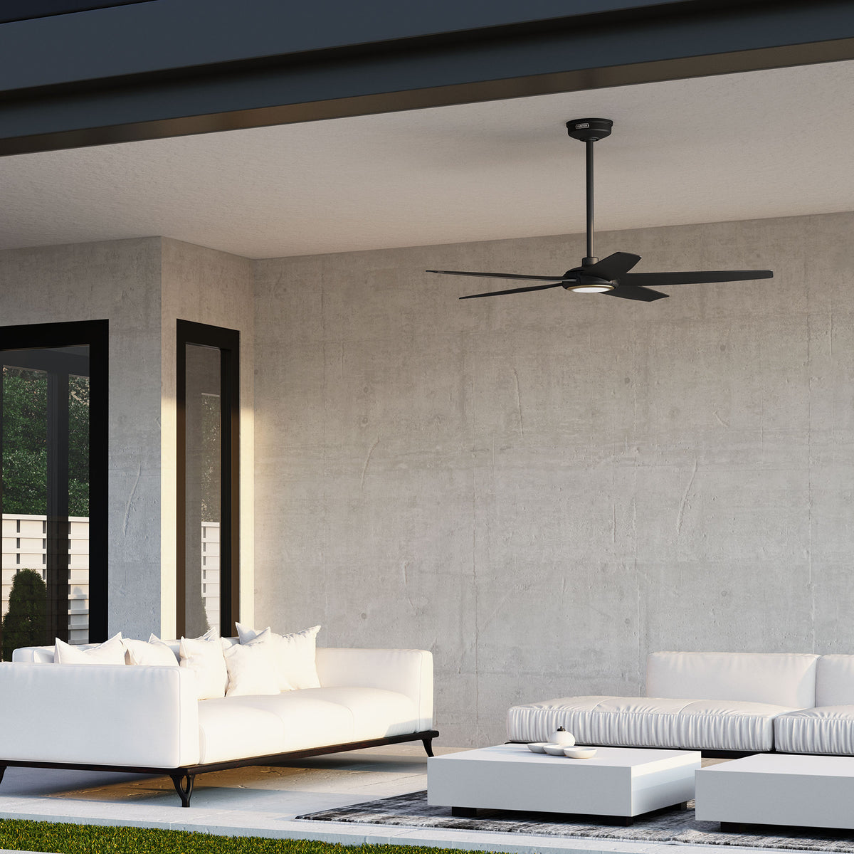 52 inch Zentech Wi-Fi ENERGY STAR® Matte Black Damp Rated Ceiling Fan with LED Light Kit and Handheld Remote