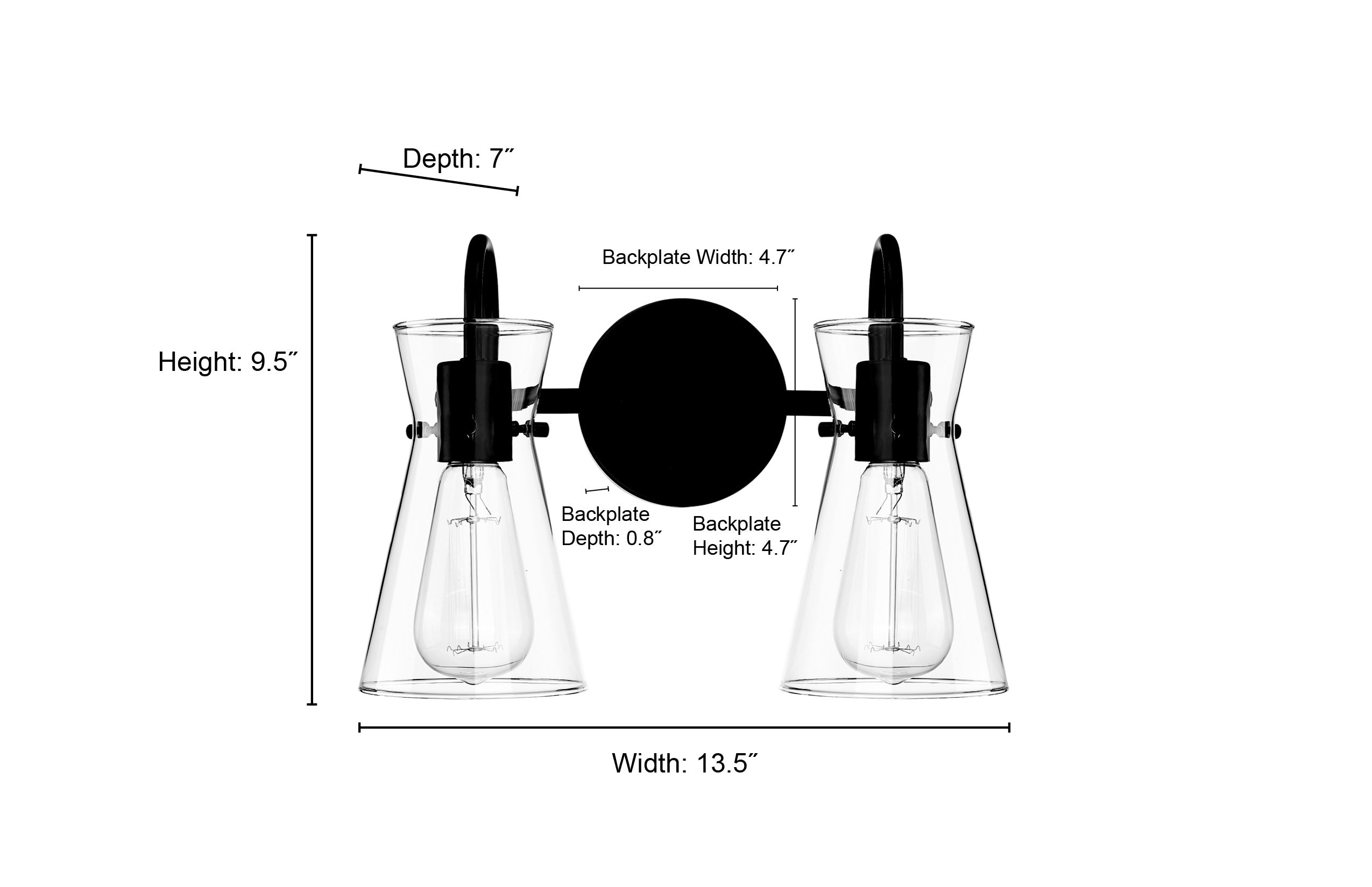 13.4'' Camellia Matte Black 2 Light Bath Vanity