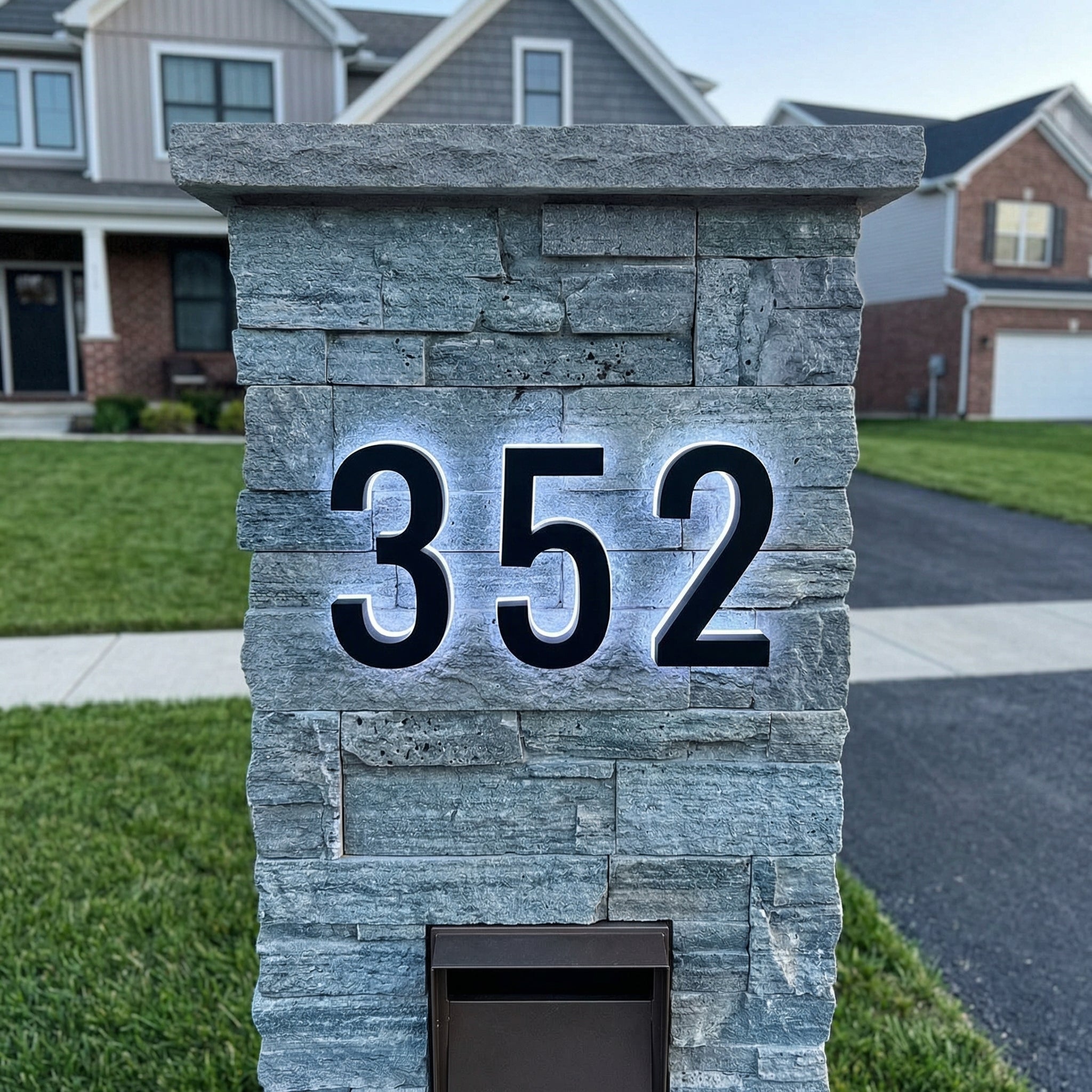 10 inch backlit house numbers - 6000k Stainless Steel - Waterproof