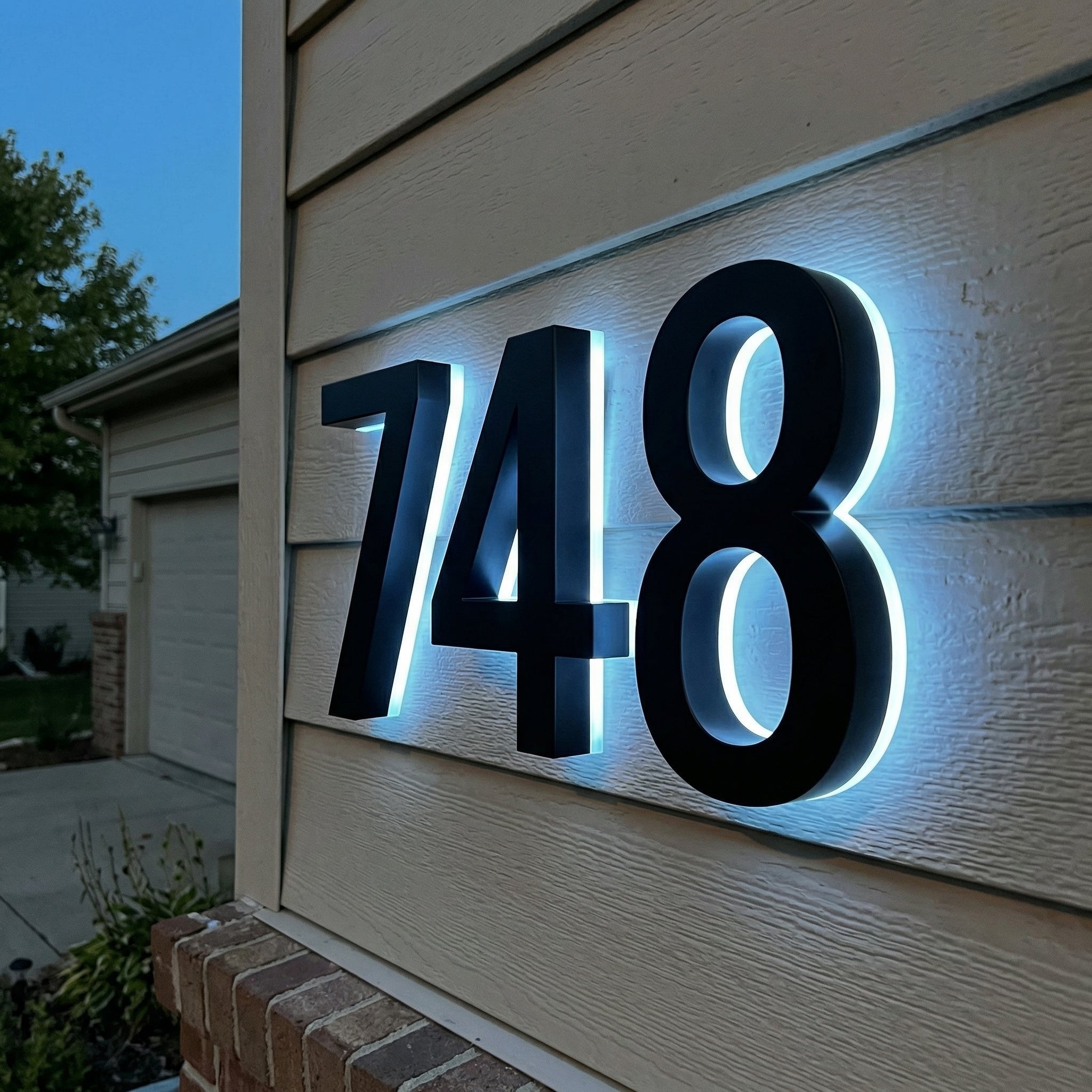 5 inch backlit house numbers - 6000k Stainless Steel - Waterproof