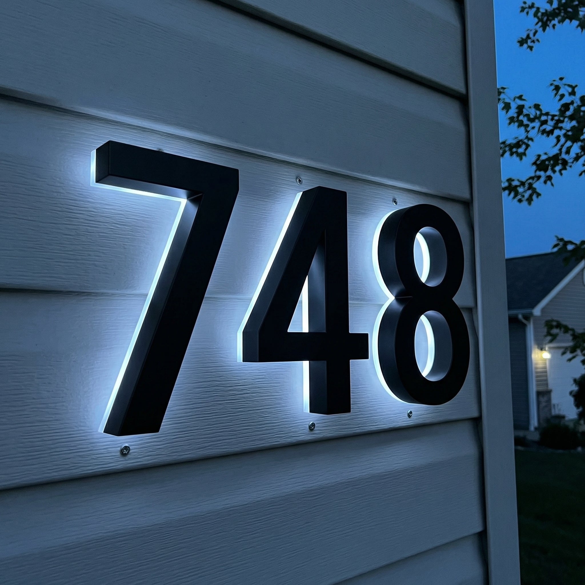10 inch backlit house numbers - 6000k Stainless Steel - Waterproof