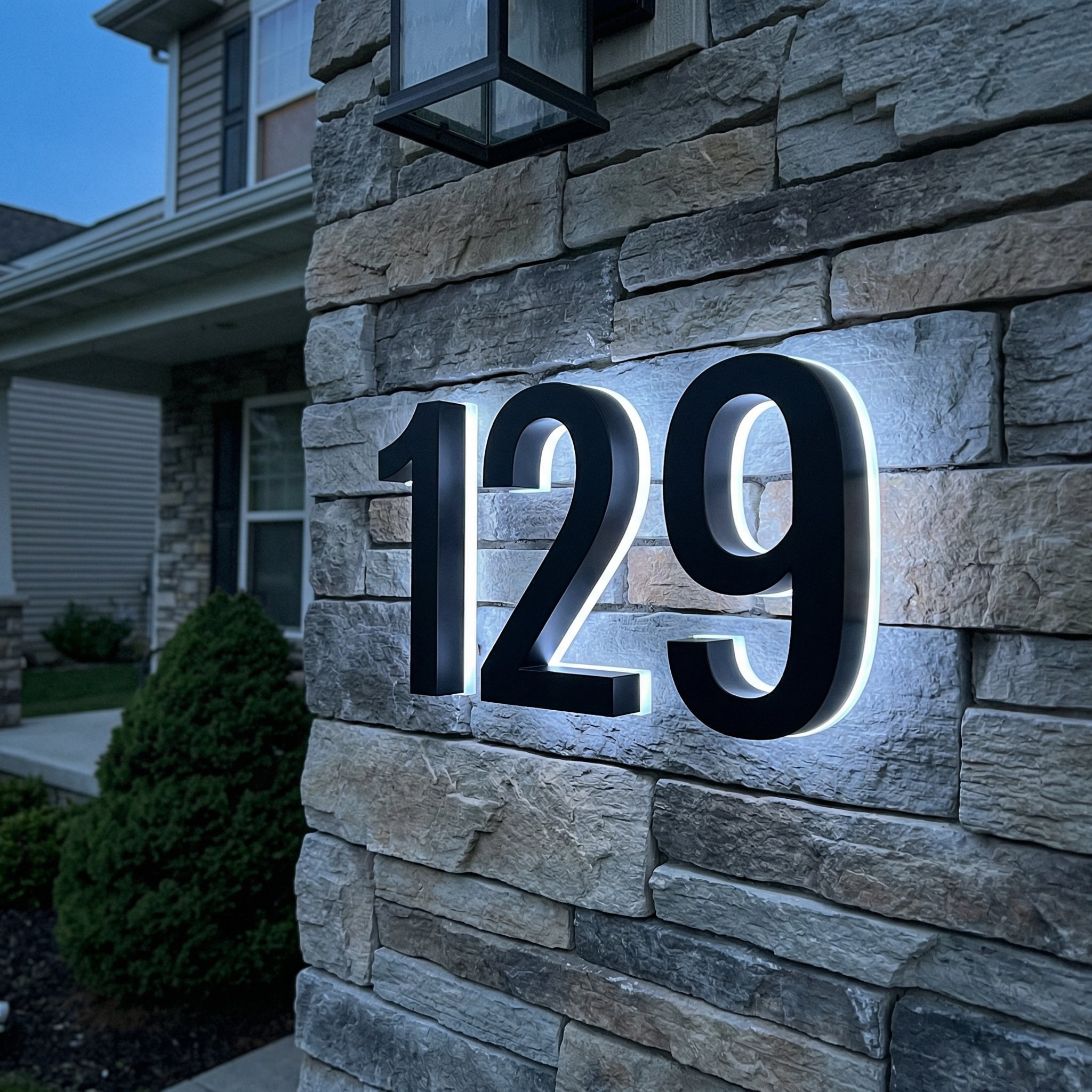 5 inch backlit house numbers - 6000k Stainless Steel - Waterproof