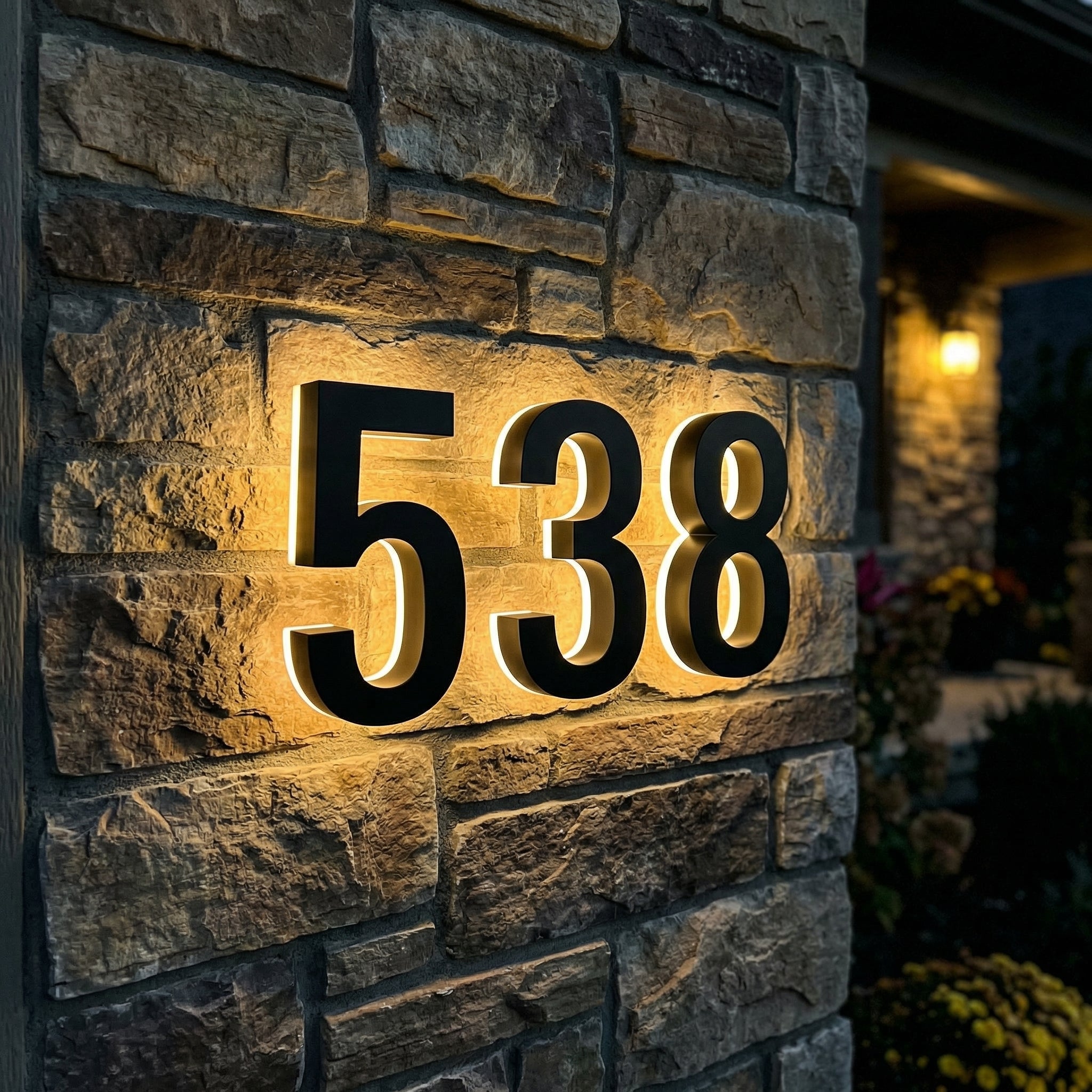 7 inch backlit house numbers - 2700k ABS Polymer - Waterproof