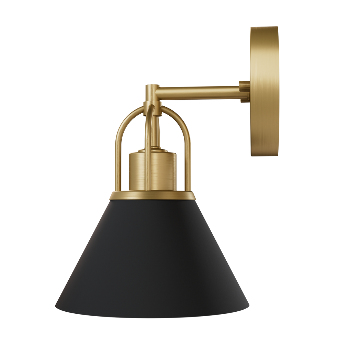 Carrington Isle 10.25-inch 1-light Matte Black and Luxe Gold Wall Sconce with Matte Black Metal Shade