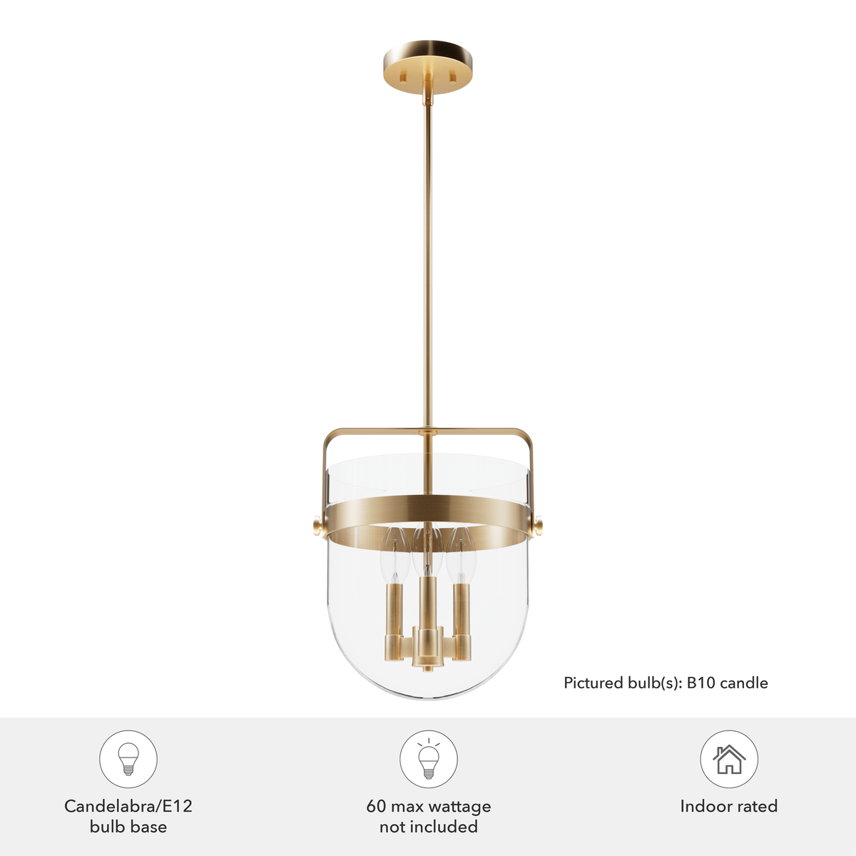 Karloff 12-inch 3-light Alturas Gold Lantern Pendant with Clear Glass