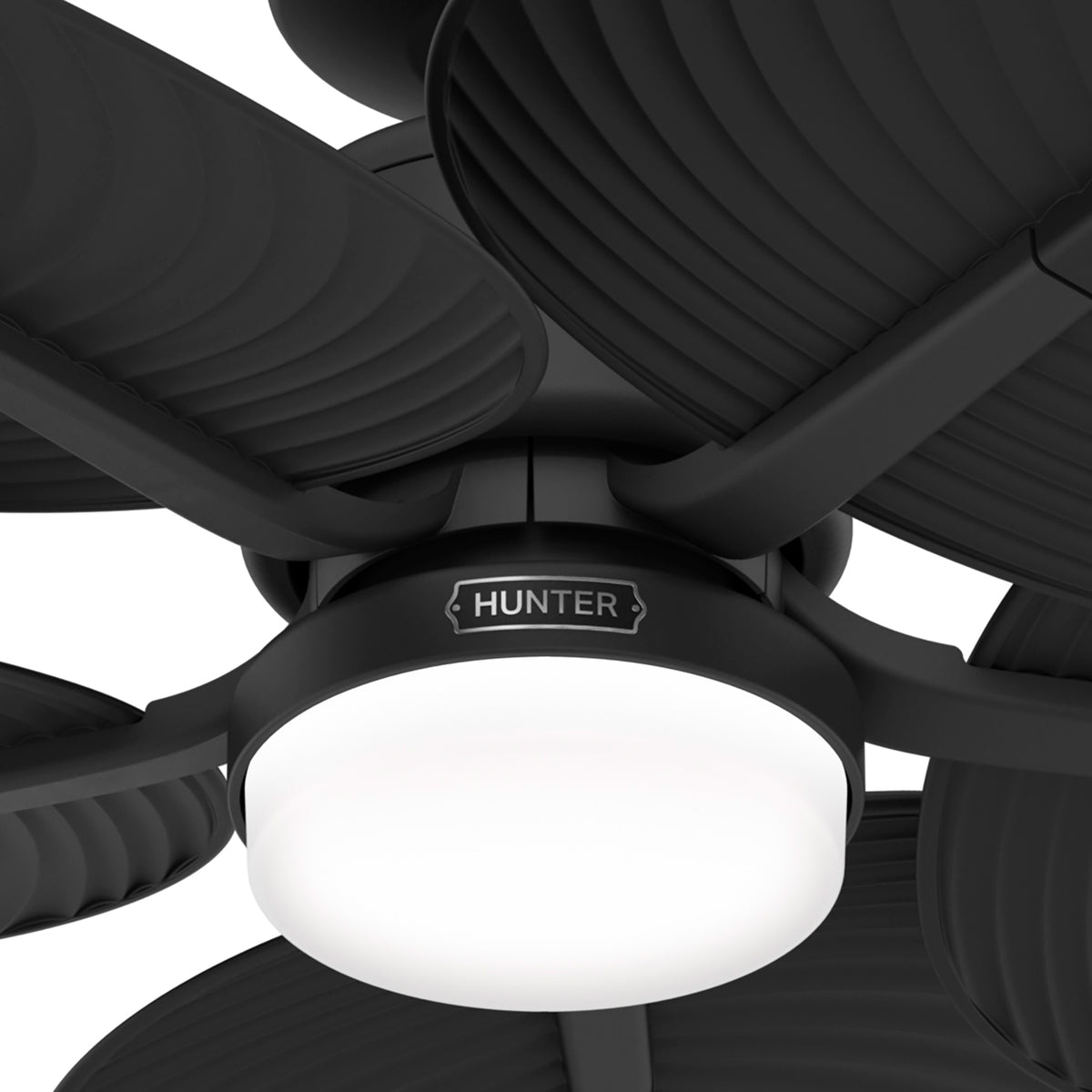 52 inch Tropic View Matte Black Damp Rated Ceiling Fan with LED Light Kit and Wall Control