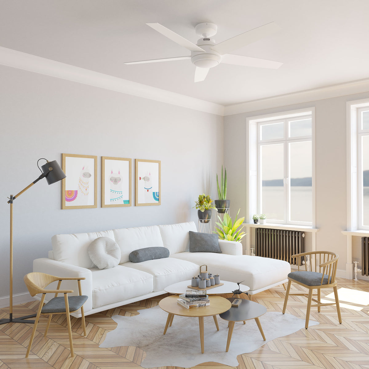 52 inch Zayden Fresh White Ceiling Fan with LED Light Kit and Handheld Remote