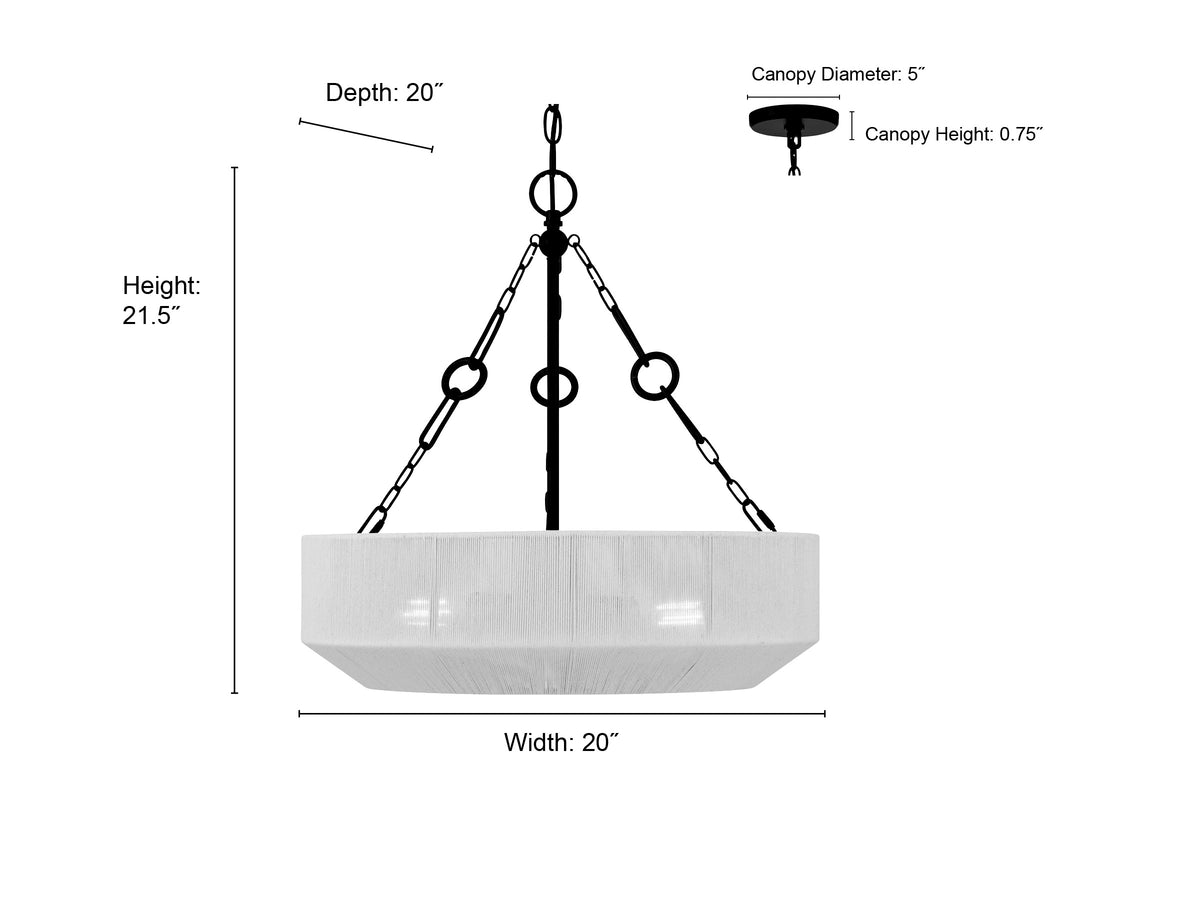21.5'' Tresselle Matte Black 3 Light Pendant