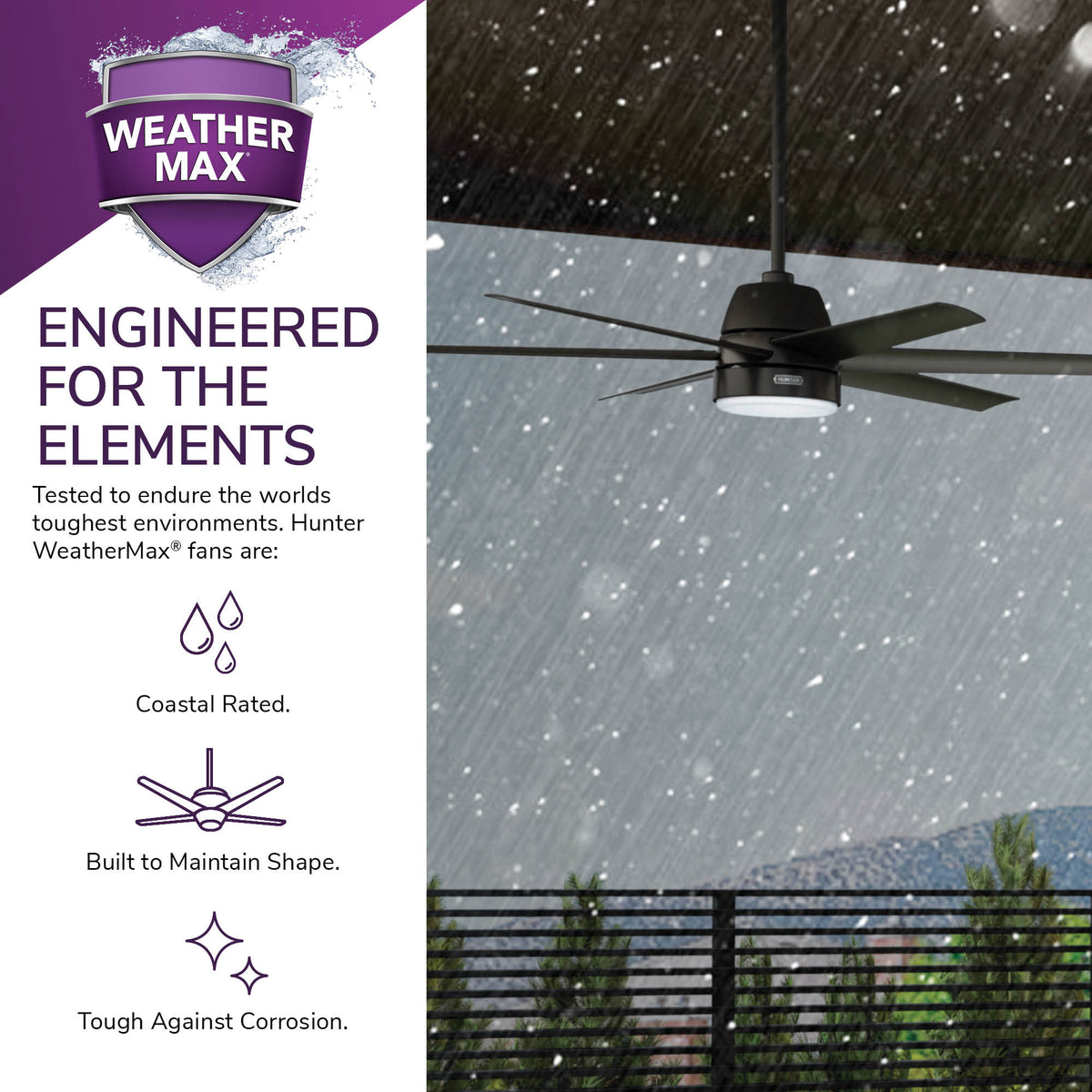 60 inch Skysail ENERGY STAR® Matte Black WeatherMax Indoor / Outdoor Ceiling Fan with LED Light Kit and Wall Control