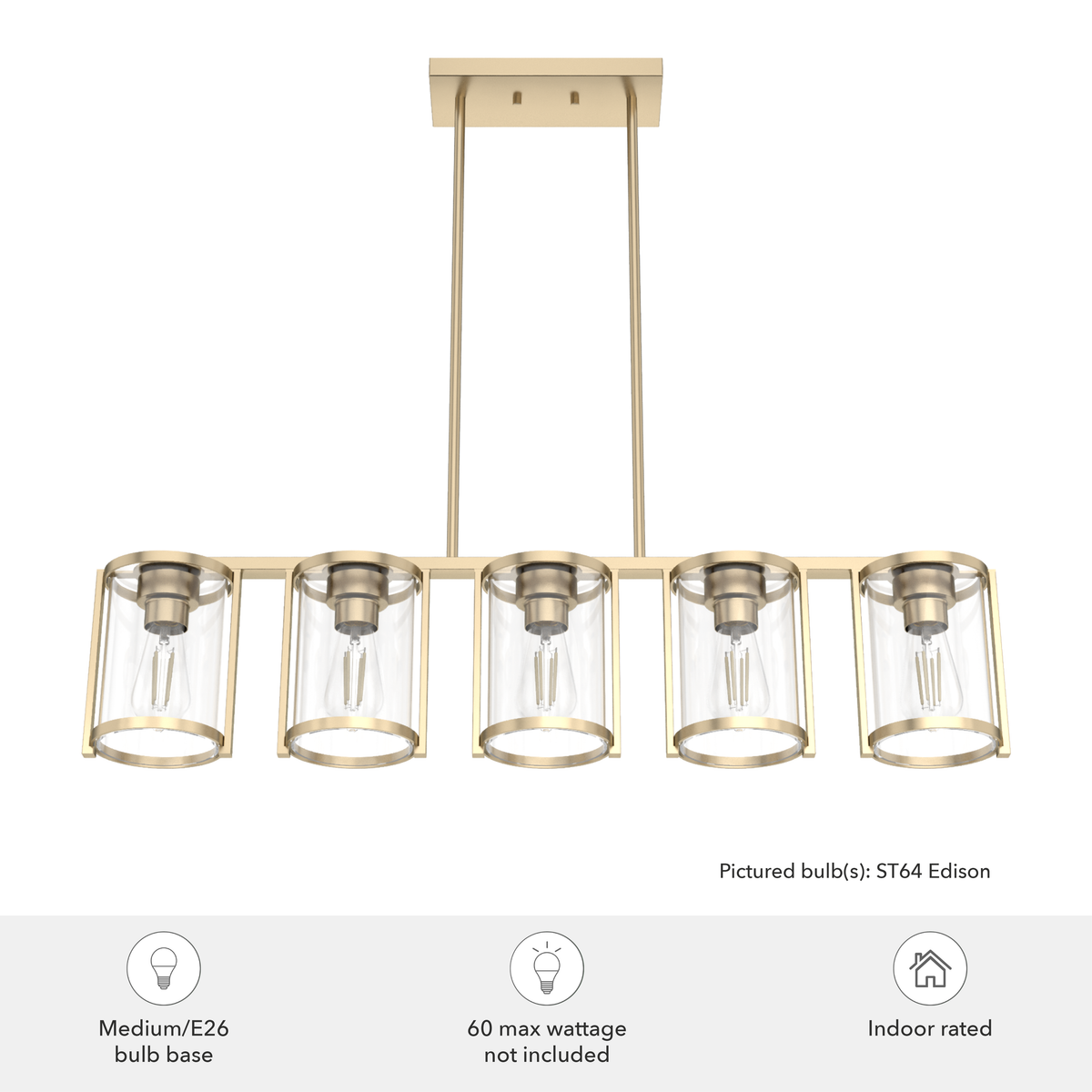 Astwood 39-inch 5-light Alturas Gold Linear Chandelier with Clear Glass
