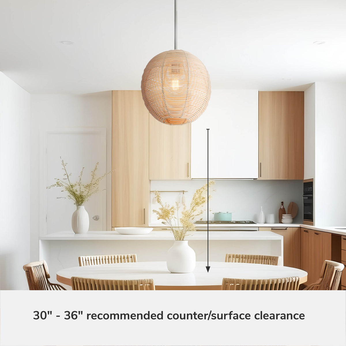 Berkeley 13-inch 1-light Brushed Nickel Orb Pendant with Natural Rattan Shade