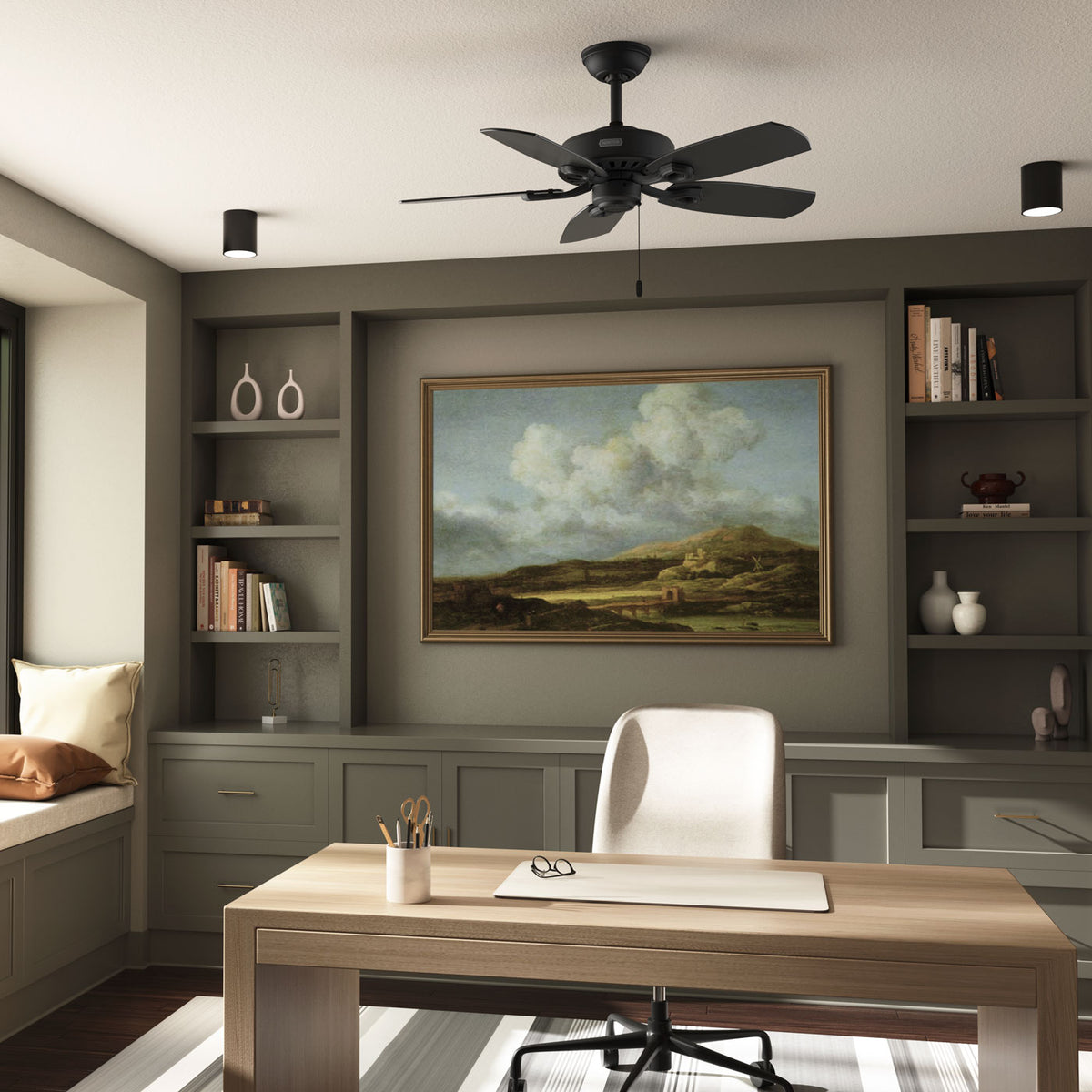42 inch Builder Elite Matte Black Ceiling Fan and Pull Chain