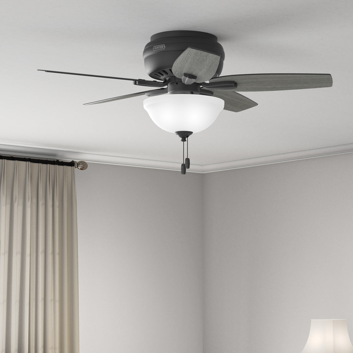 42 inch Newsome Matte Black Low Profile Ceiling Fan with LED Light Kit and Pull Chain