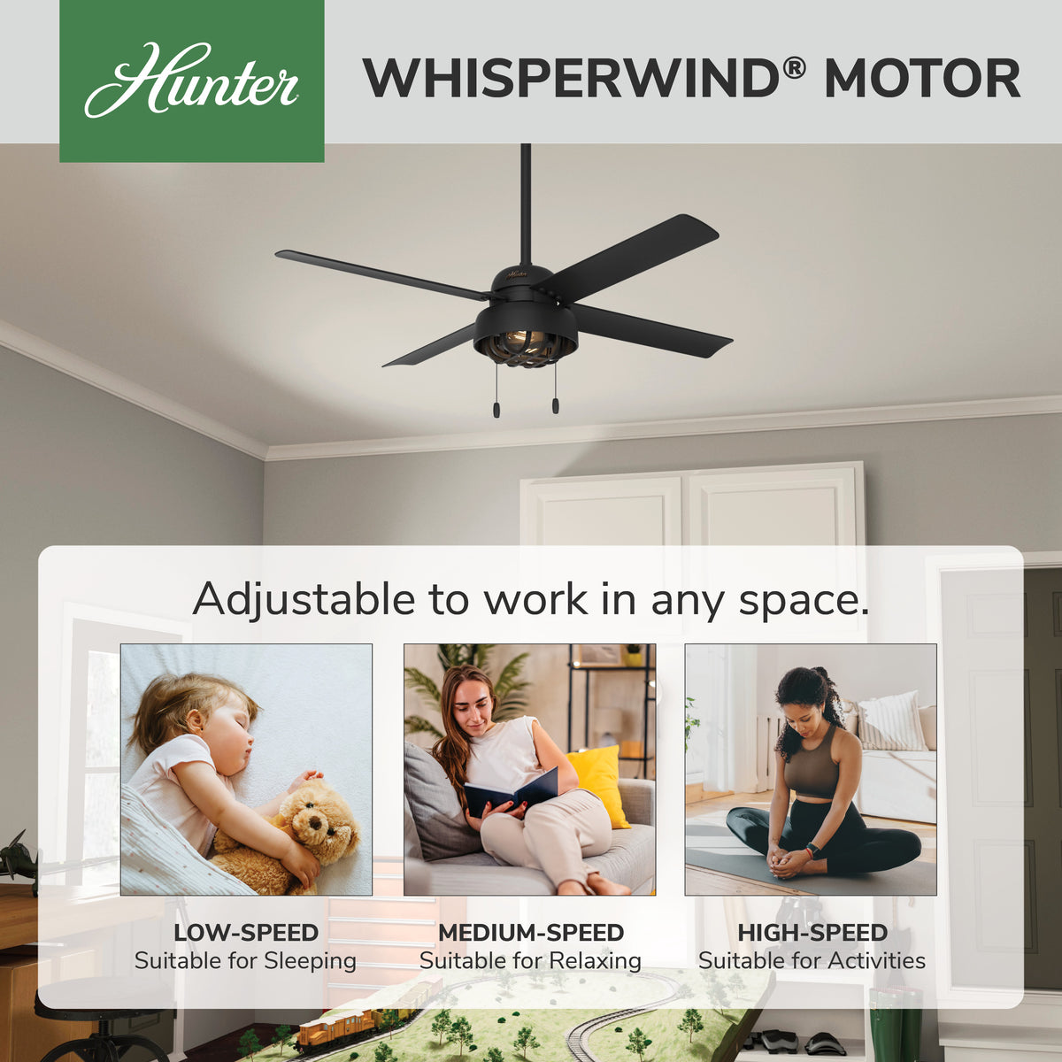 52 inch Spring Mill Matte Black Damp Rated Ceiling Fan with LED Light Kit and Pull Chain