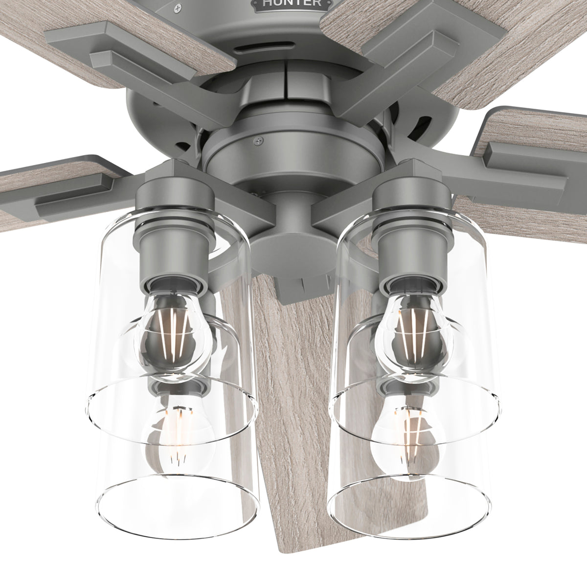 52 inch Techne Wi-Fi HunterExpress Matte Silver Ceiling Fan with LED Light Kit and Handheld Remote