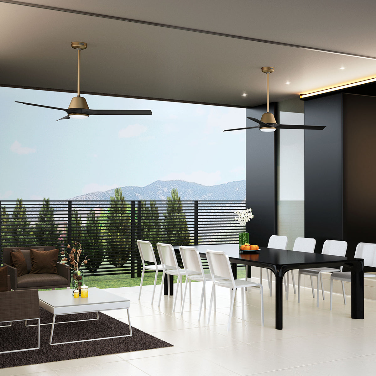 60 inch Aeronaut Wi-Fi ENERGY STAR® Luxe Gold Damp Rated Ceiling Fan with LED Light Kit and Handheld Remote