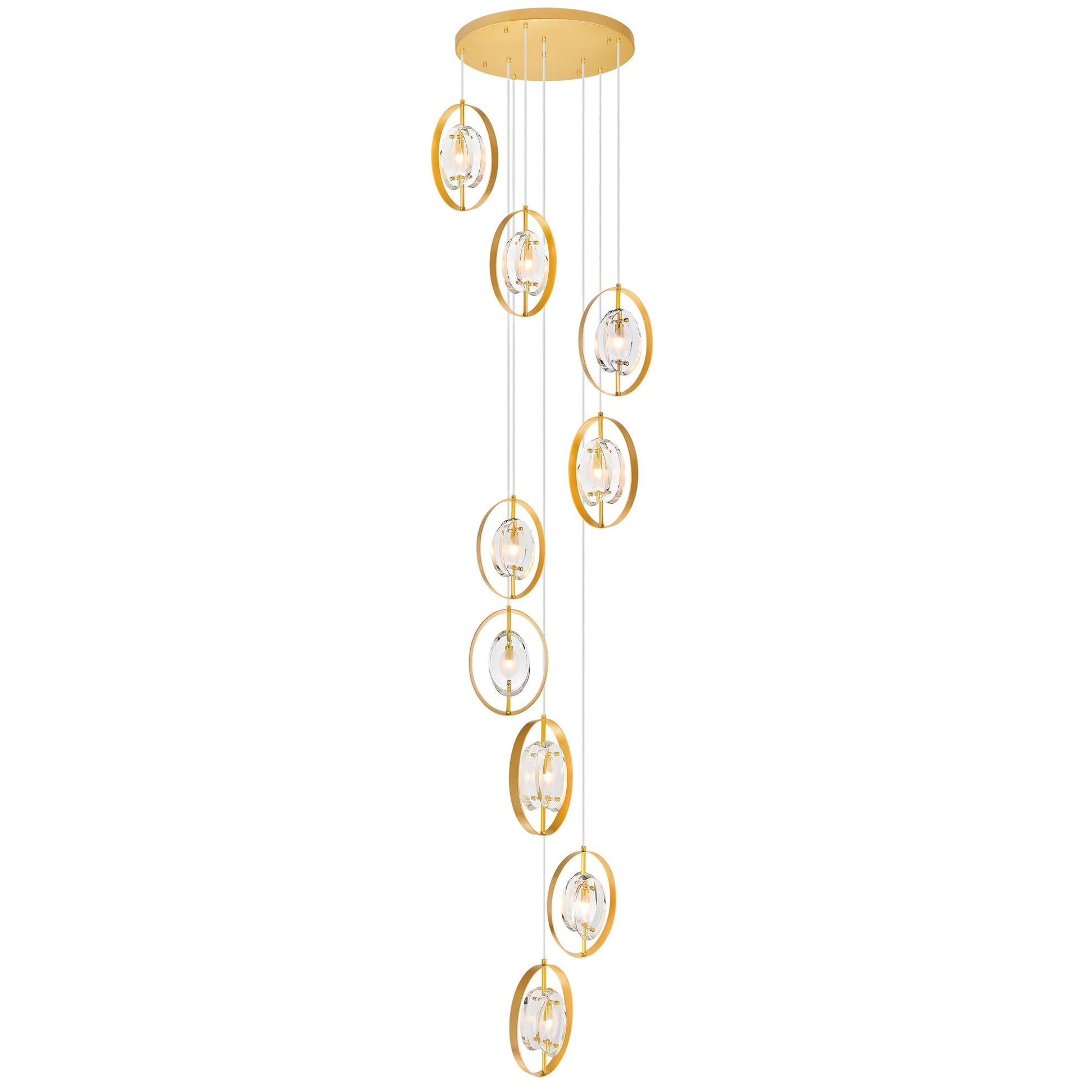 Iris 9 Light Gold Pendant Light Sun Gold Finish