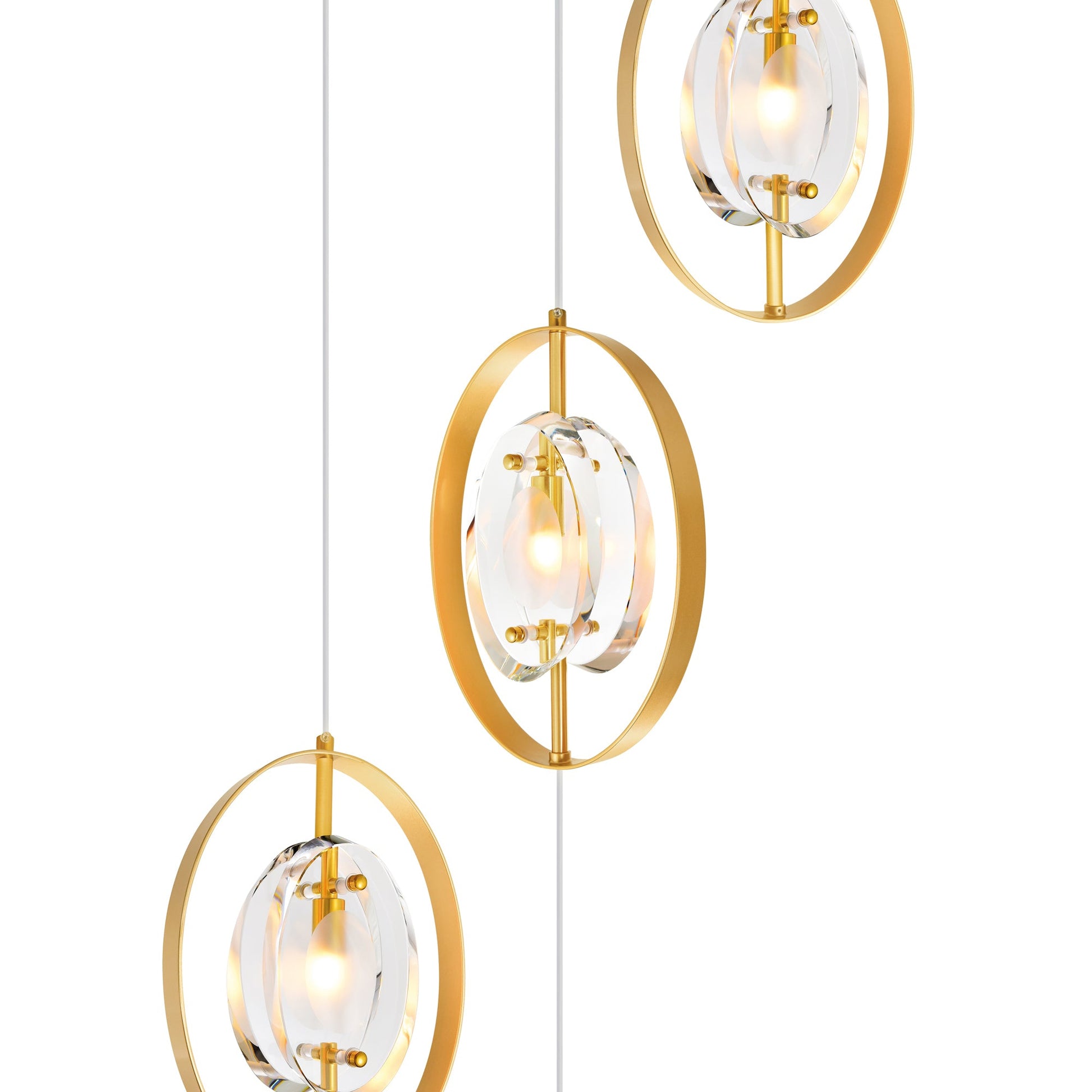 Iris 9 Light Gold Pendant Light Sun Gold Finish